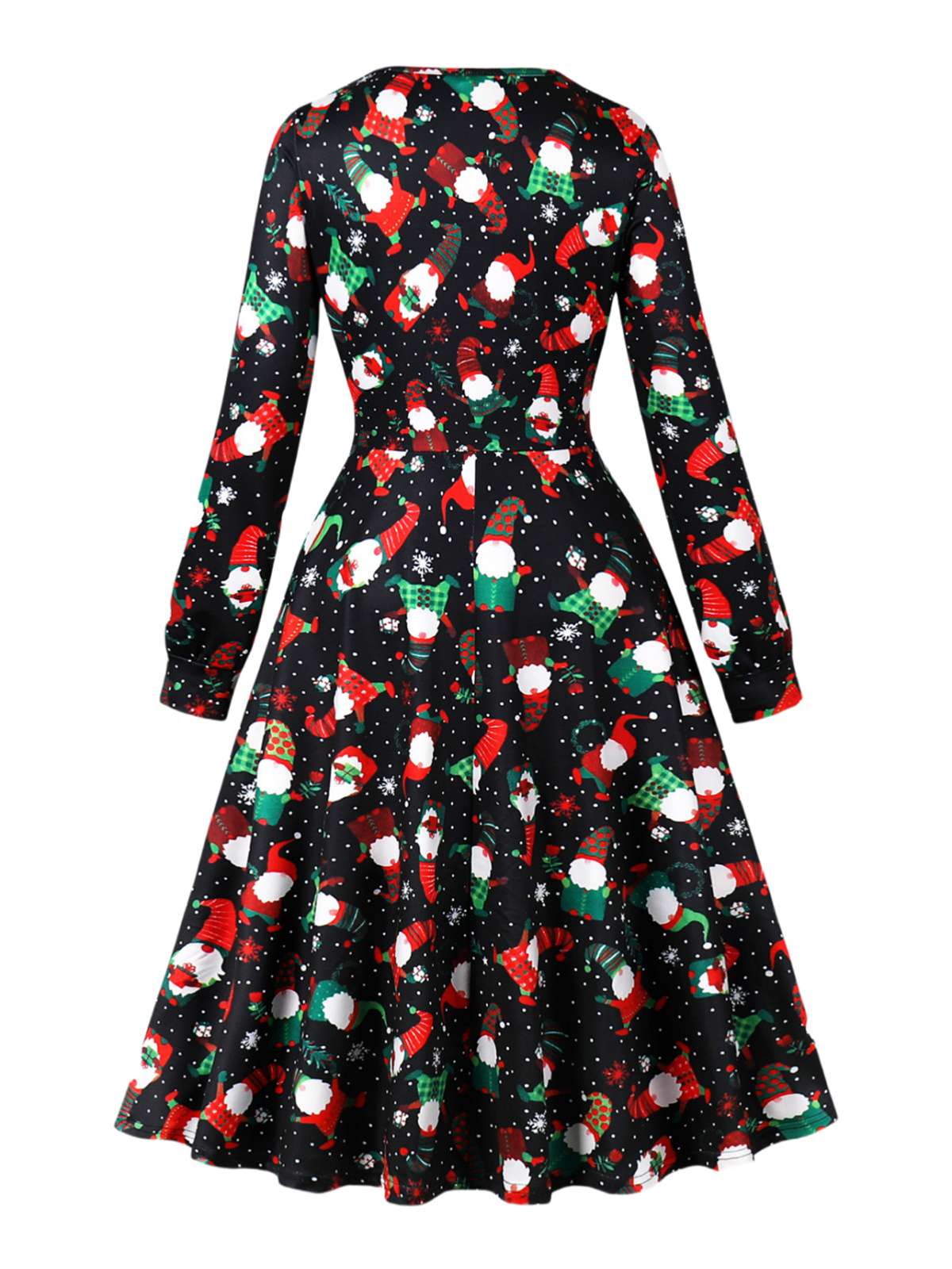 1950s Christmas Square Collar Long Sleeve Dress - Image 2