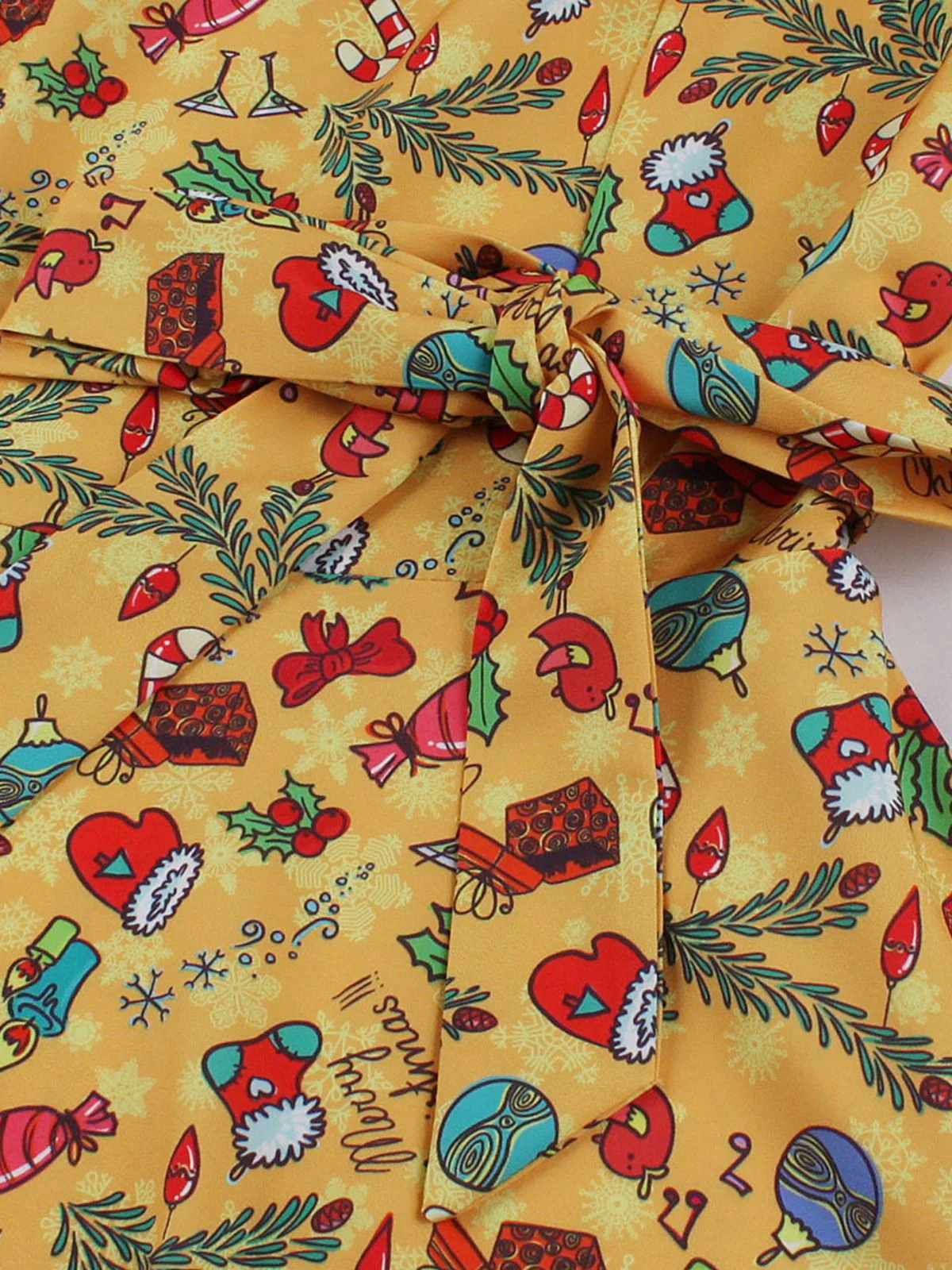 1950s Christmas Square Collar Patchwork Dress - Image 3