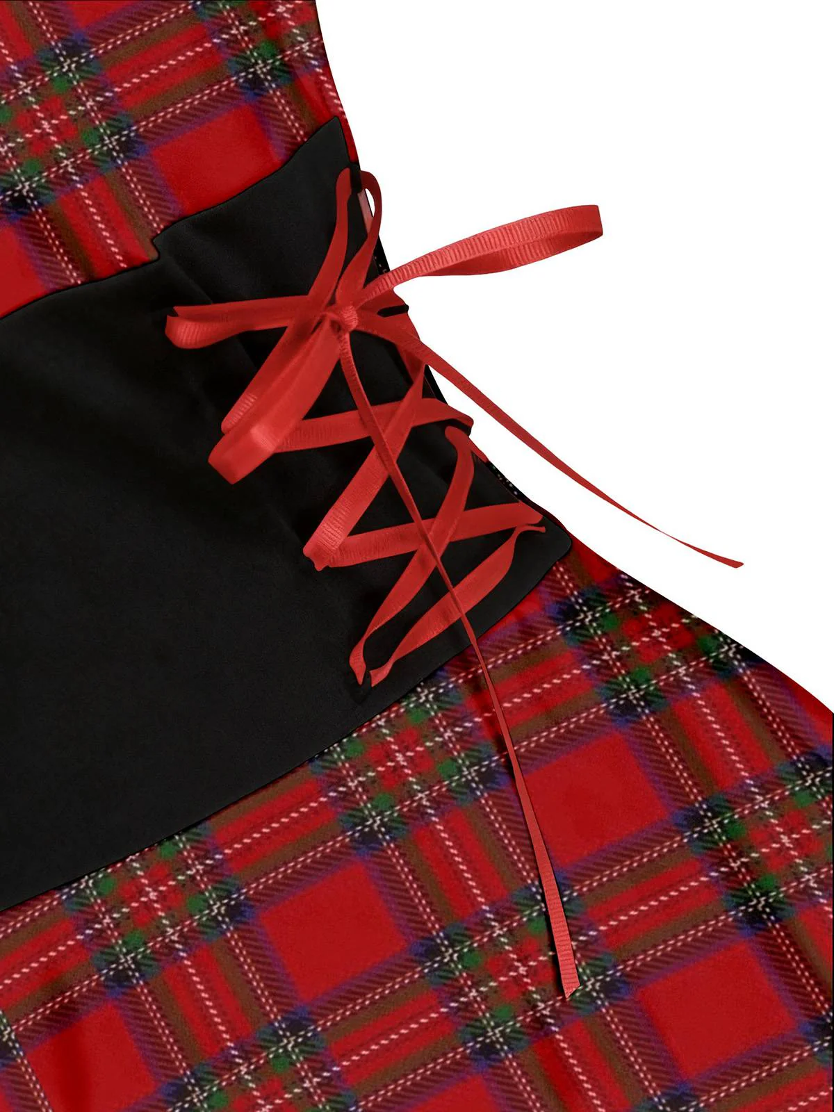 1950s Christmas Tartan Fur Trimmed High-Low Hem Dress - Image 4