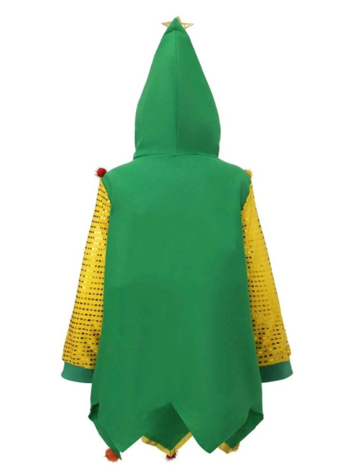 1950s Christmas Tree Hoodie With Colorful Pom Poms - Image 3