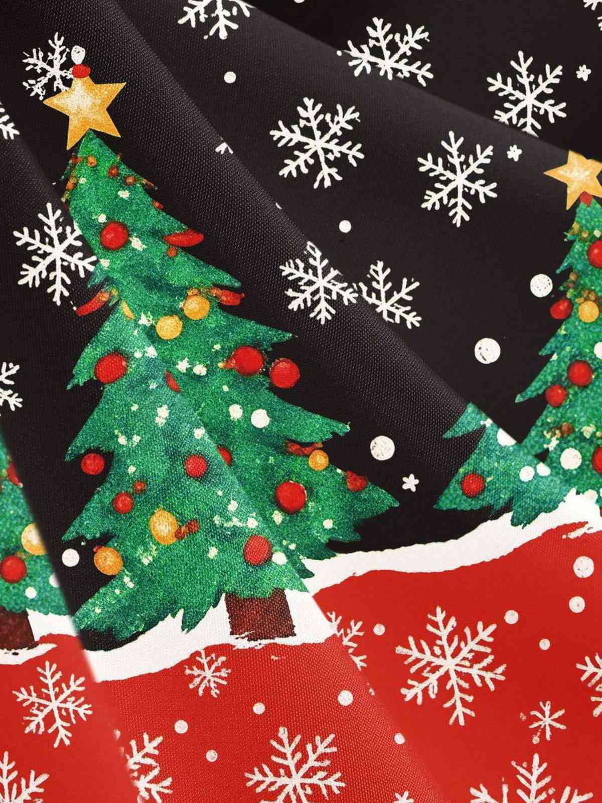 1950s Christmas Tree Patchwork Bow Belted Swing Dress - Image 17