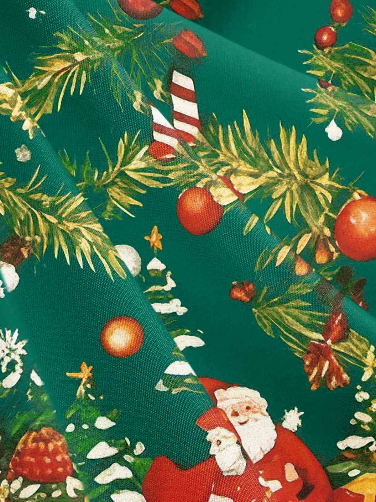 1950s Christmas Tree Patchwork Bow Belted Swing Dress - Image 9