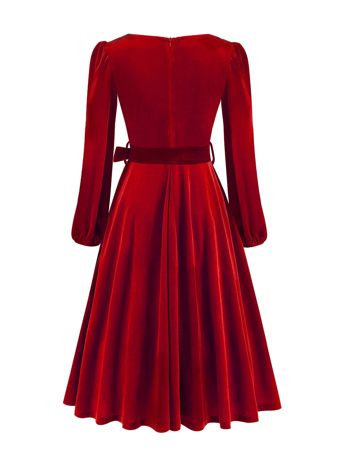 1950s Christmas Velvet Square Neck Long Sleeve Dress - Image 3