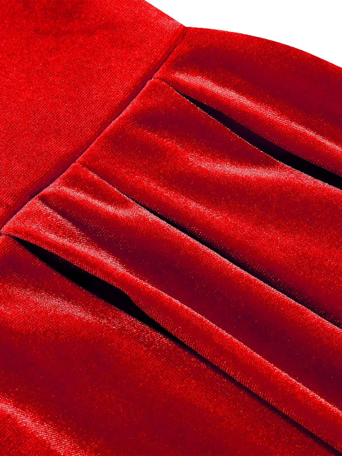 1950s Christmas Velvet Square Neck Long Sleeve Dress - Image 5