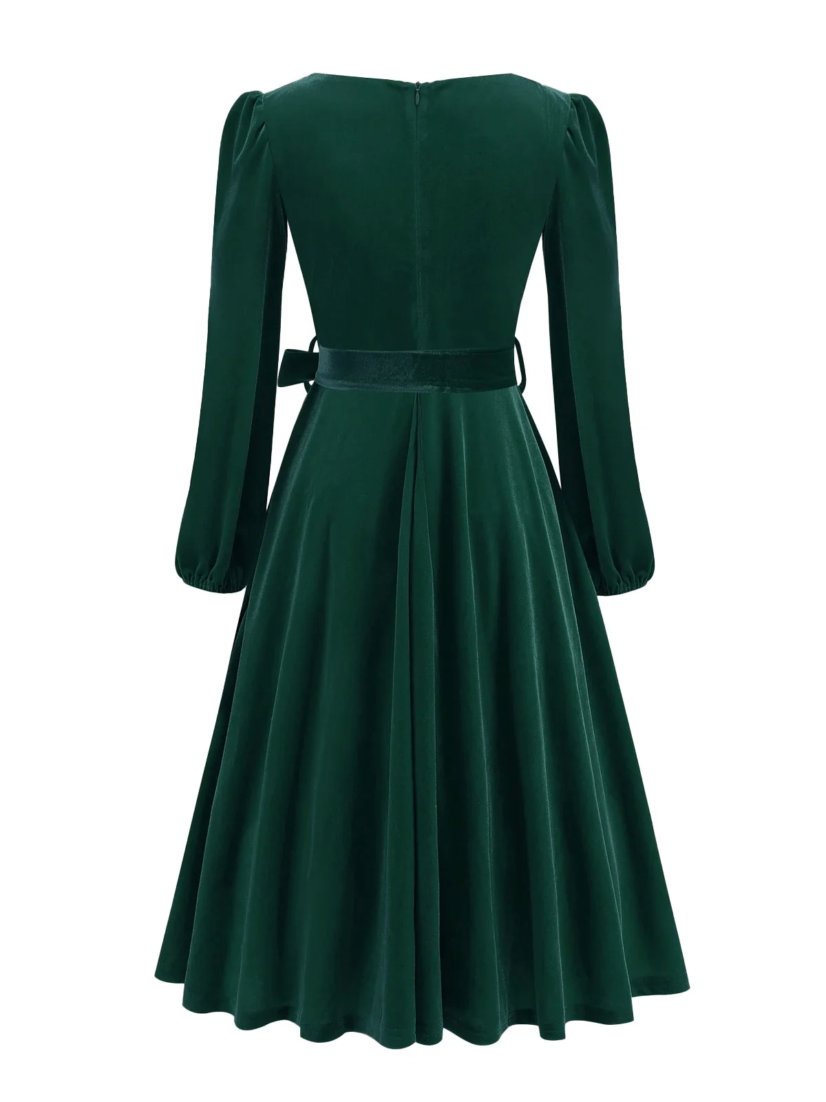 1950s Christmas Velvet Square Neck Long Sleeve Dress - Image 8