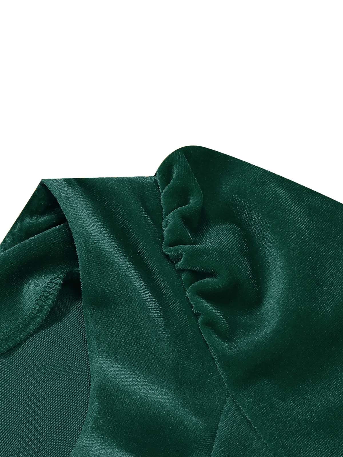 1950s Christmas Velvet Square Neck Long Sleeve Dress - Image 9