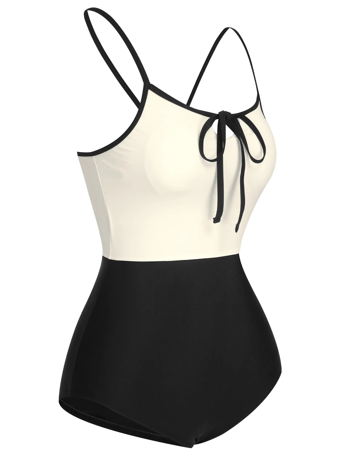 1950s Color Contrast BowKnot Strap Swimsuit - Image 10