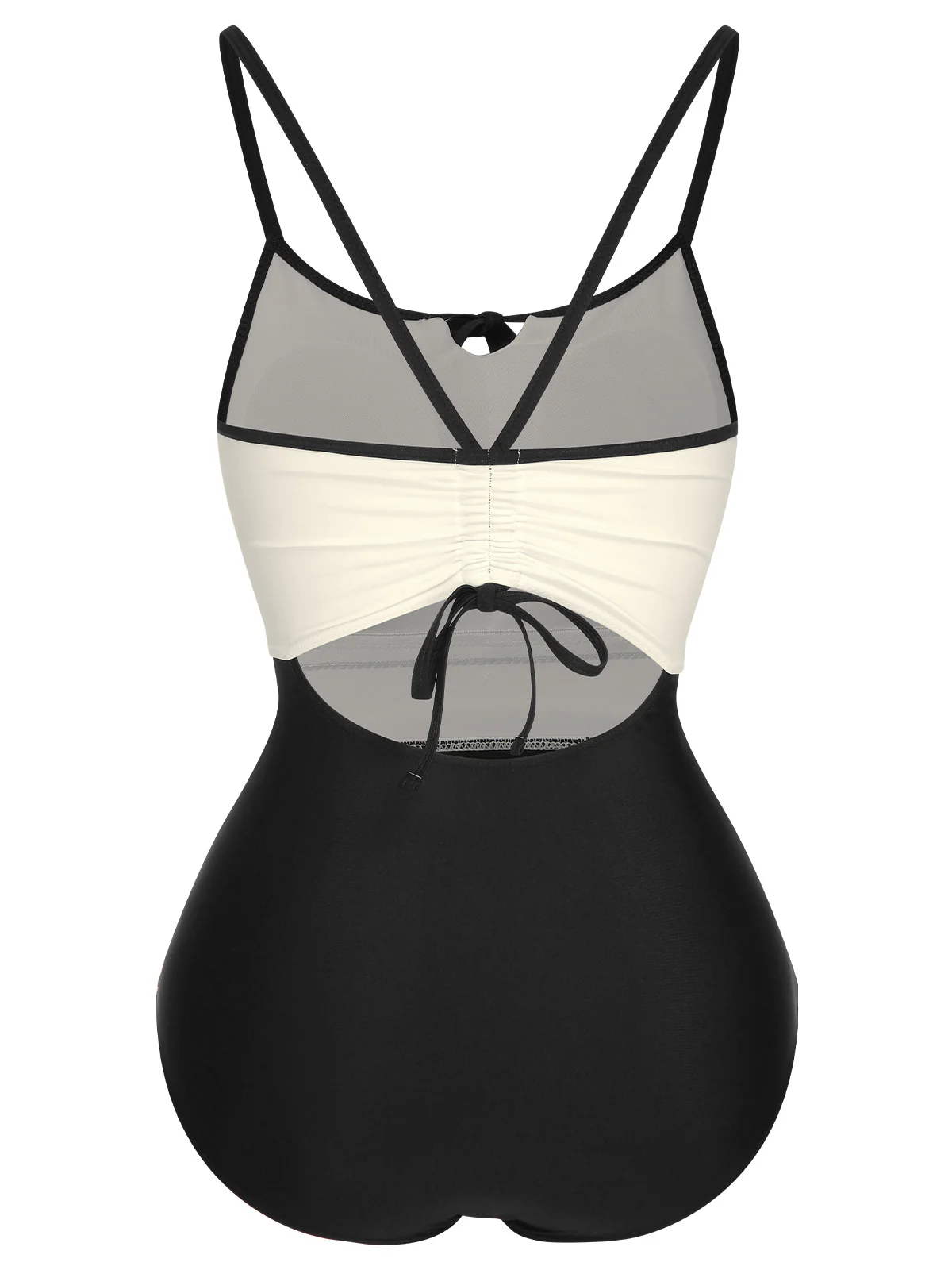 1950s Color Contrast BowKnot Strap Swimsuit - Image 11