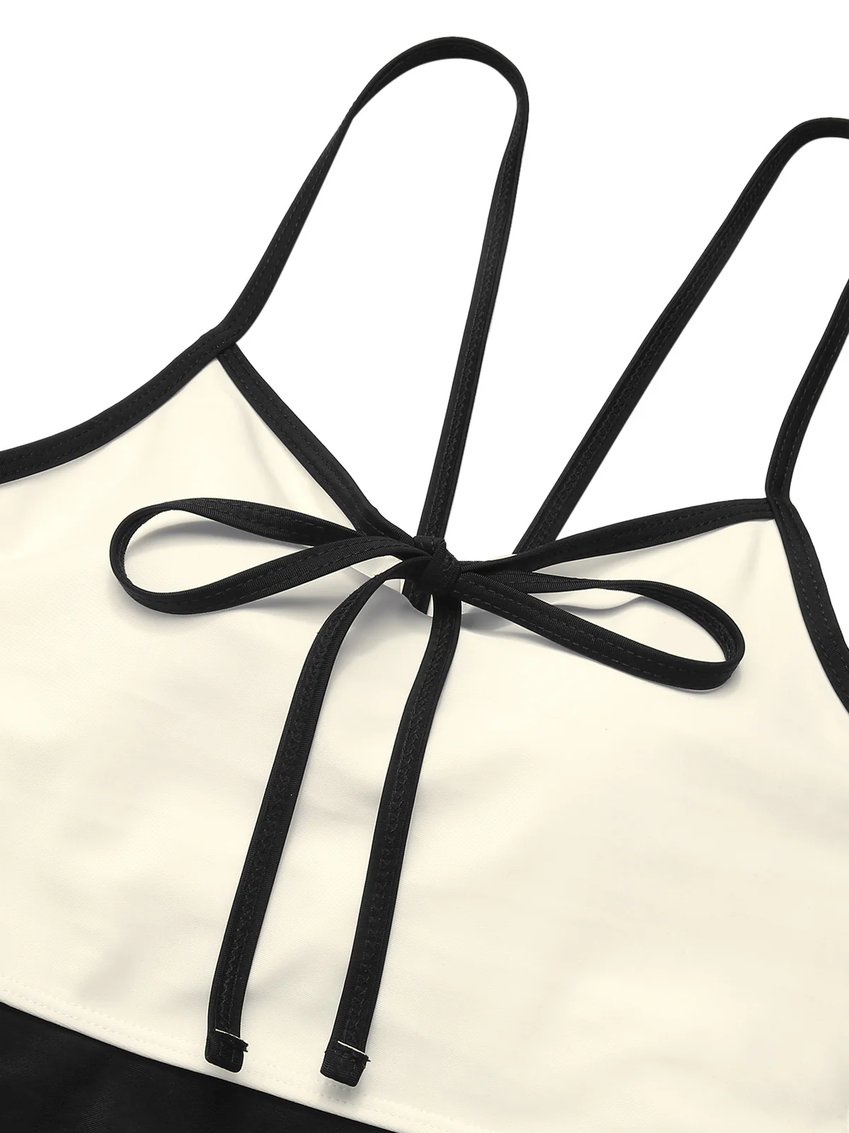 1950s Color Contrast BowKnot Strap Swimsuit - Image 12