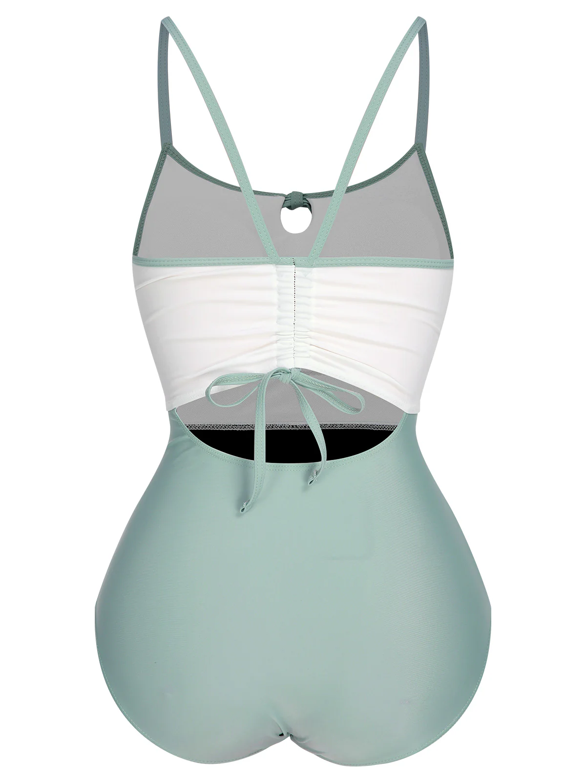 1950s Color Contrast BowKnot Strap Swimsuit - Image 3