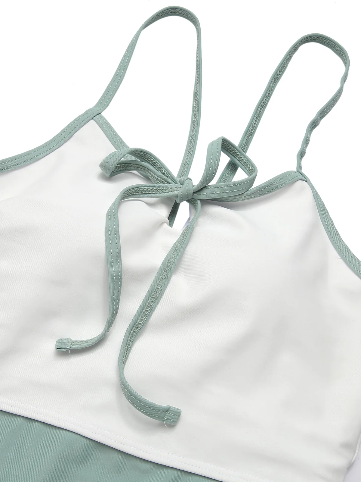 1950s Color Contrast BowKnot Strap Swimsuit - Image 4