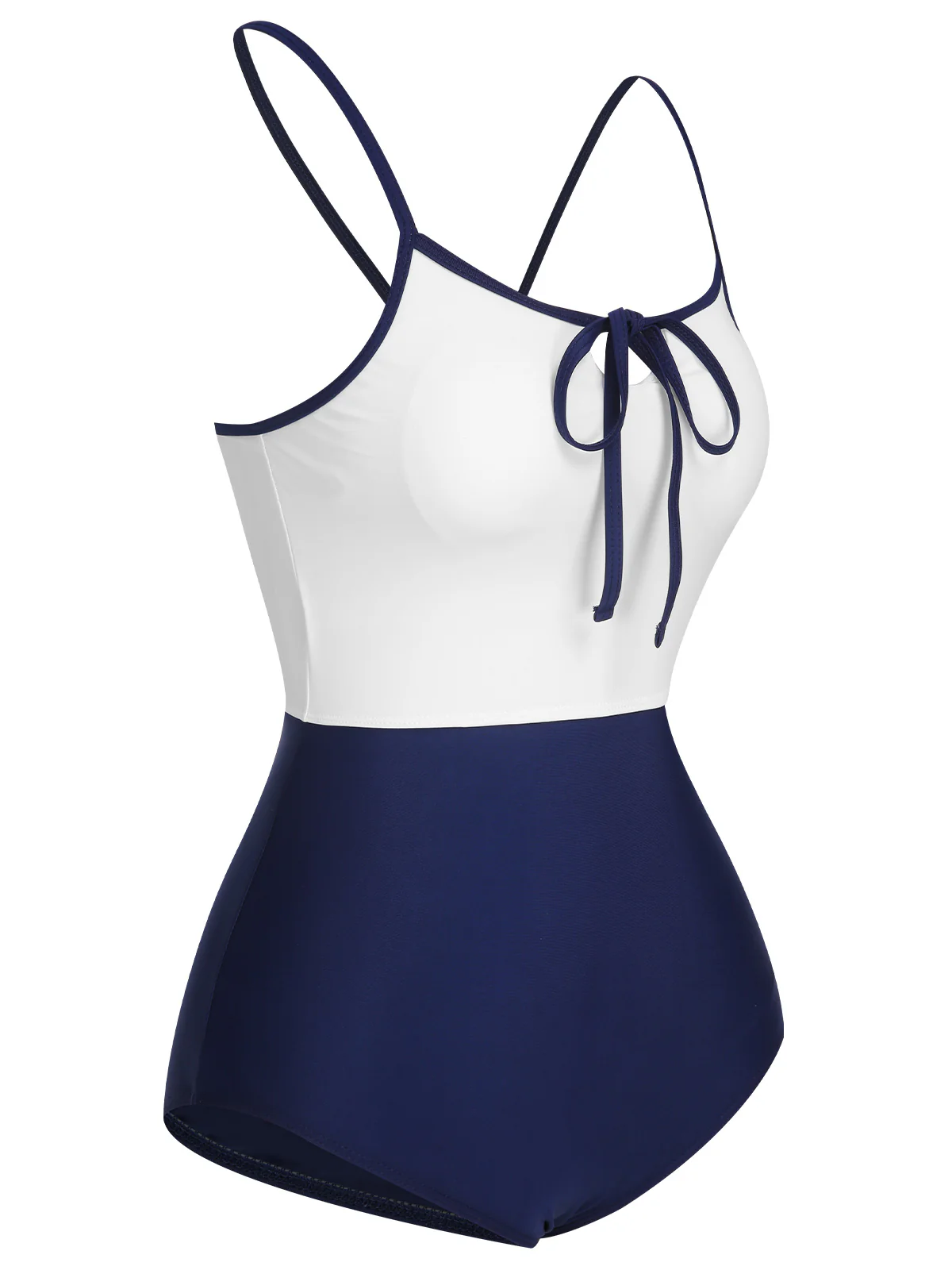 1950s Color Contrast BowKnot Strap Swimsuit - Image 6