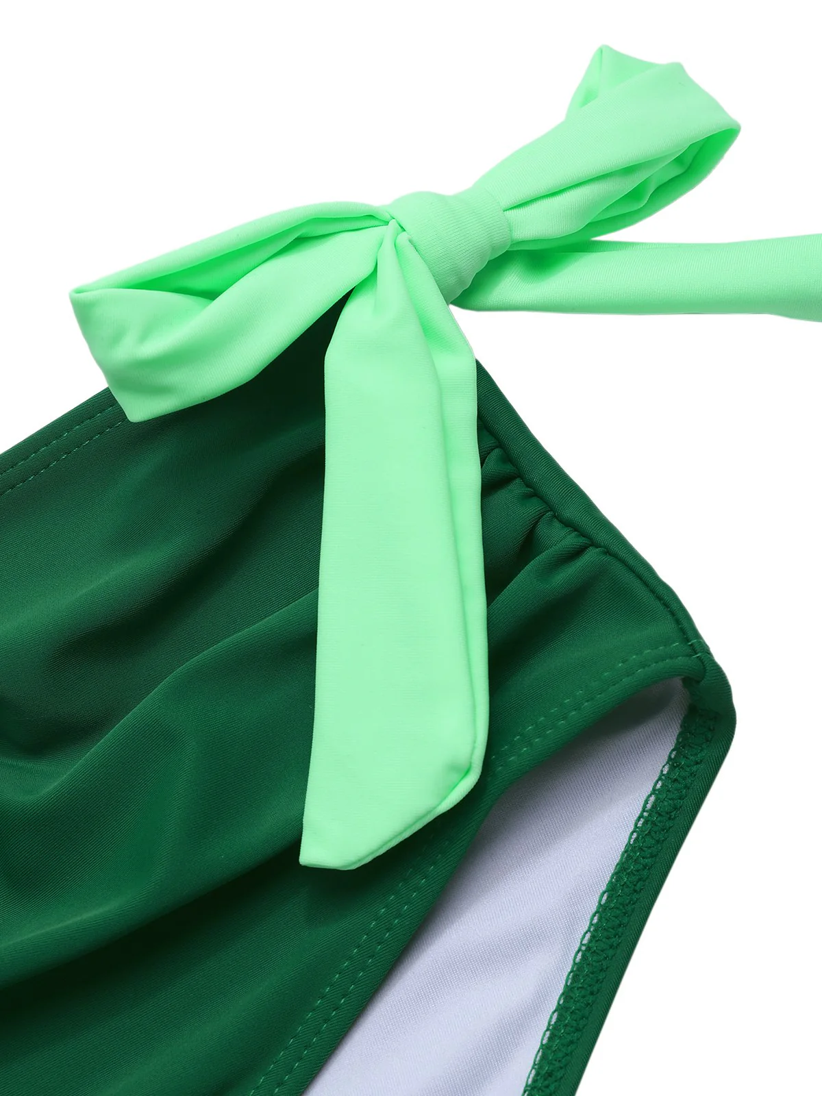 1950s Colorblock Ruffle Ruched Bow Bikini Set - Image 3