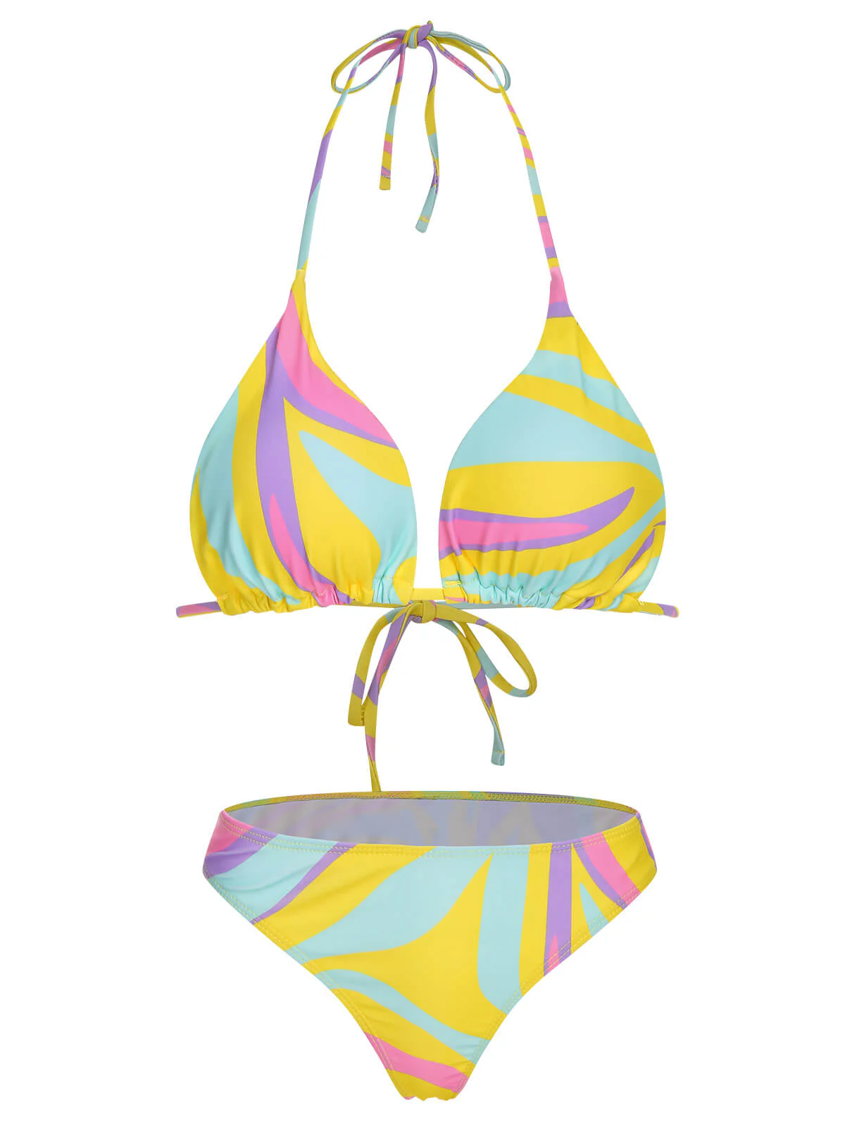 1970s Colorful Halter Bikini Set & Cover-Up - Image 4