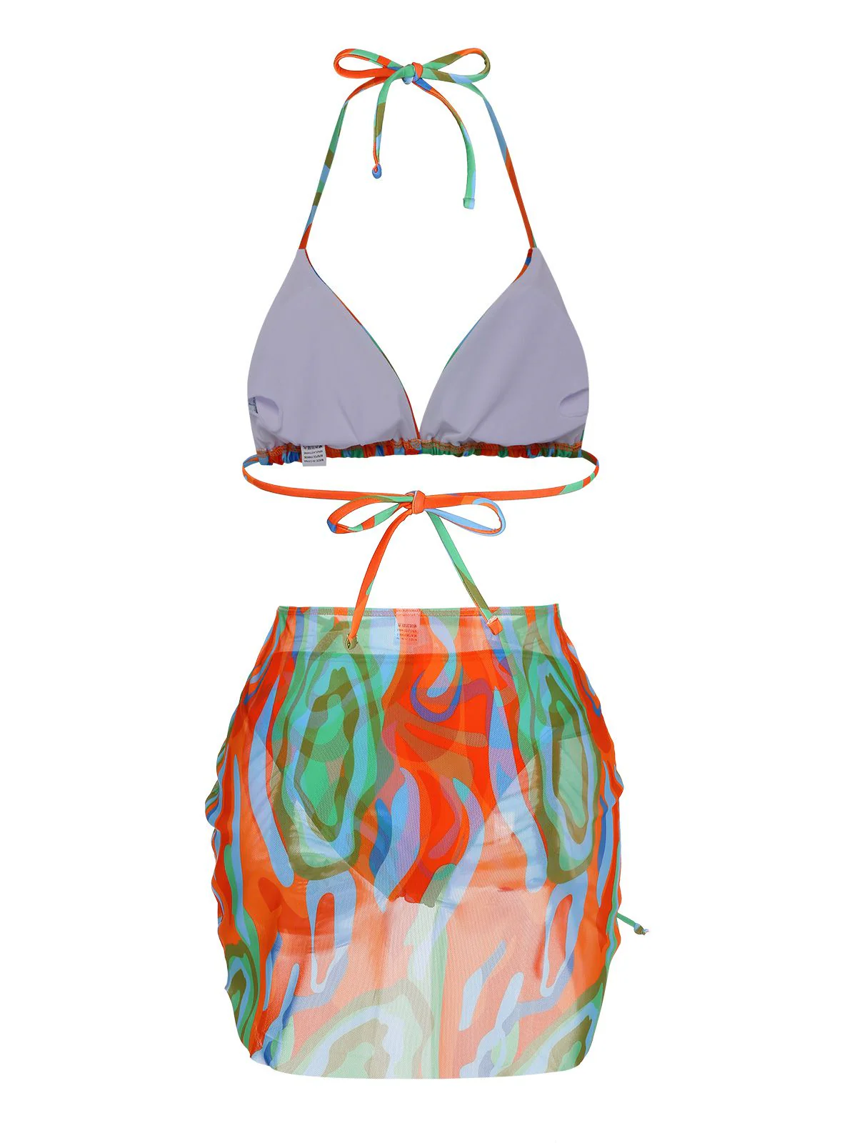 1970s Colorful Swimsuit & Drawstring Skirt Cover Up - Image 3
