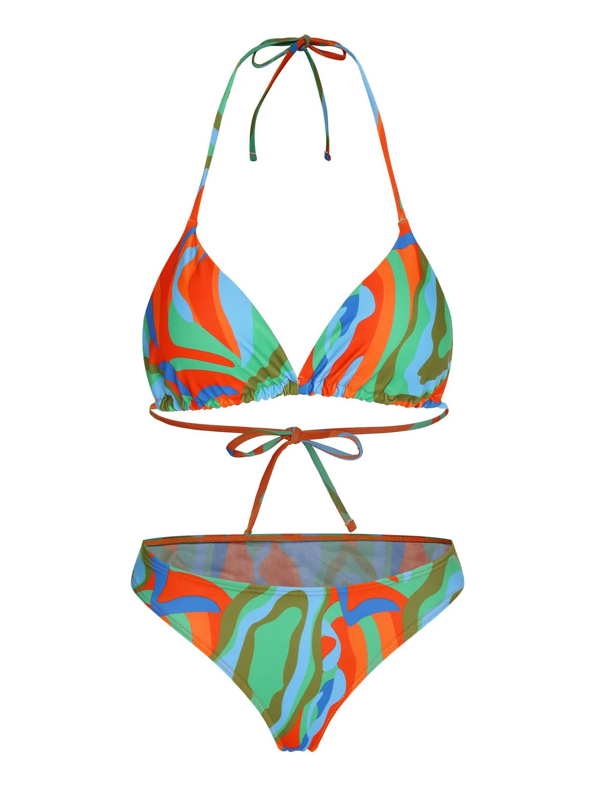 1970s Colorful Swimsuit & Drawstring Skirt Cover Up - Image 4