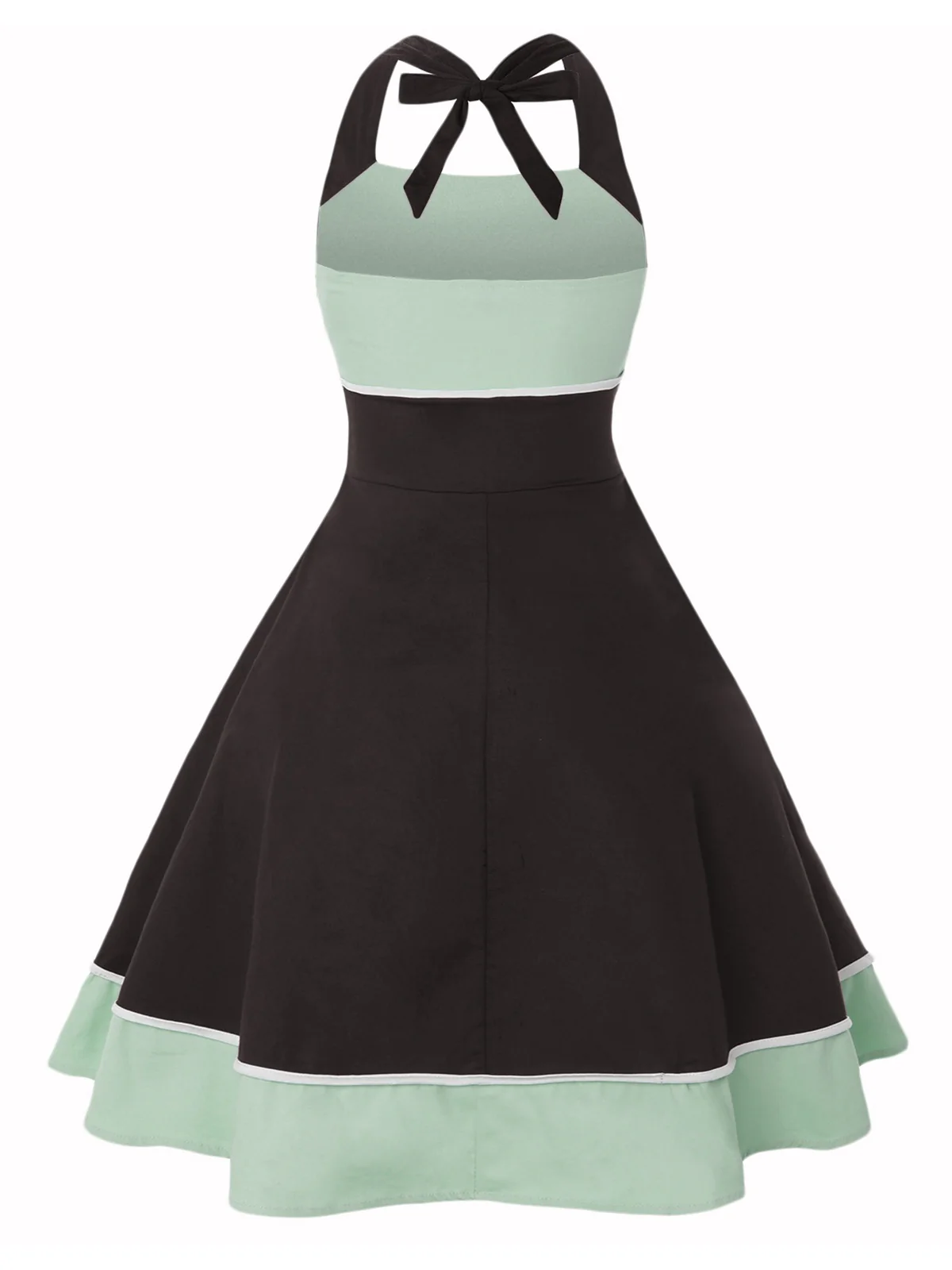 1950s Contrast Polka Dot Patchwork Halter Dress - Image 6