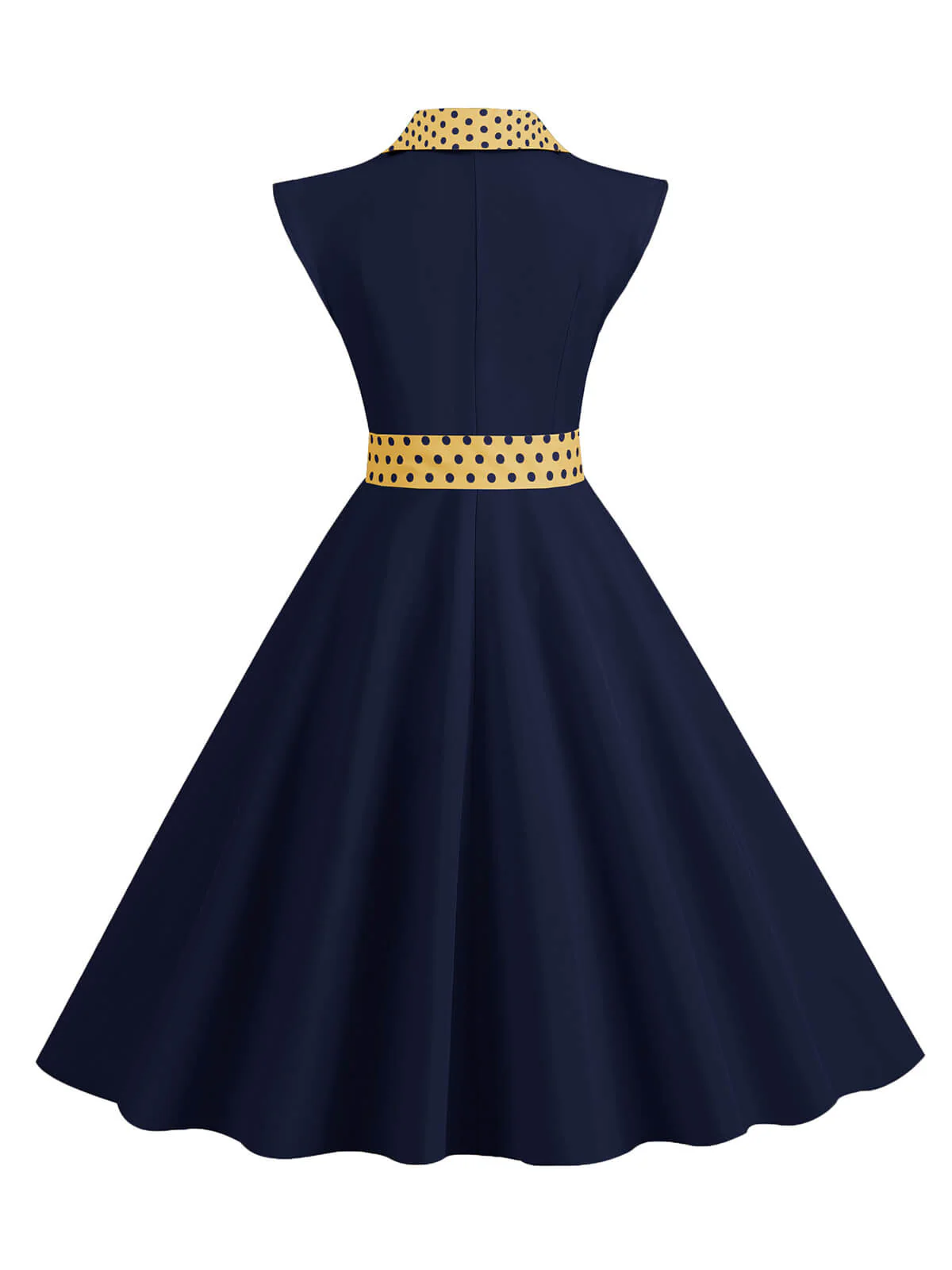 1950s Contrast Polka Dots Bowknot Belted Dress - Image 11