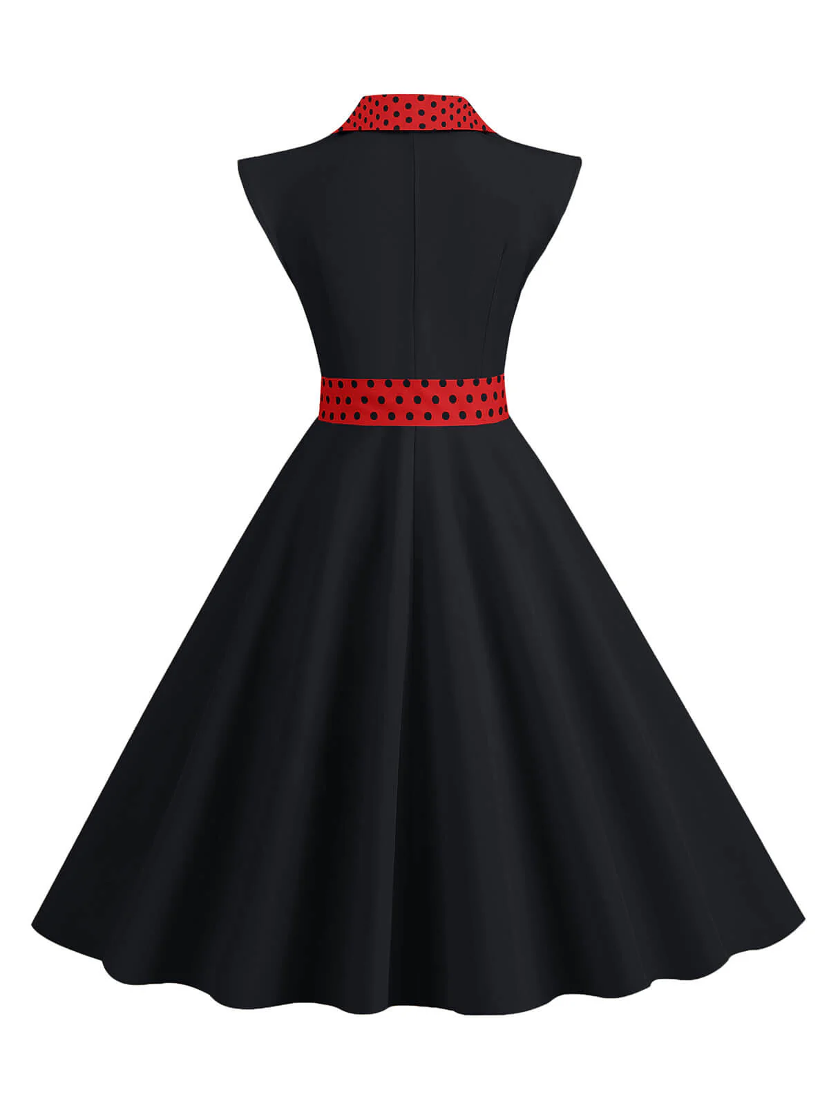 1950s Contrast Polka Dots Bowknot Belted Dress - Image 14