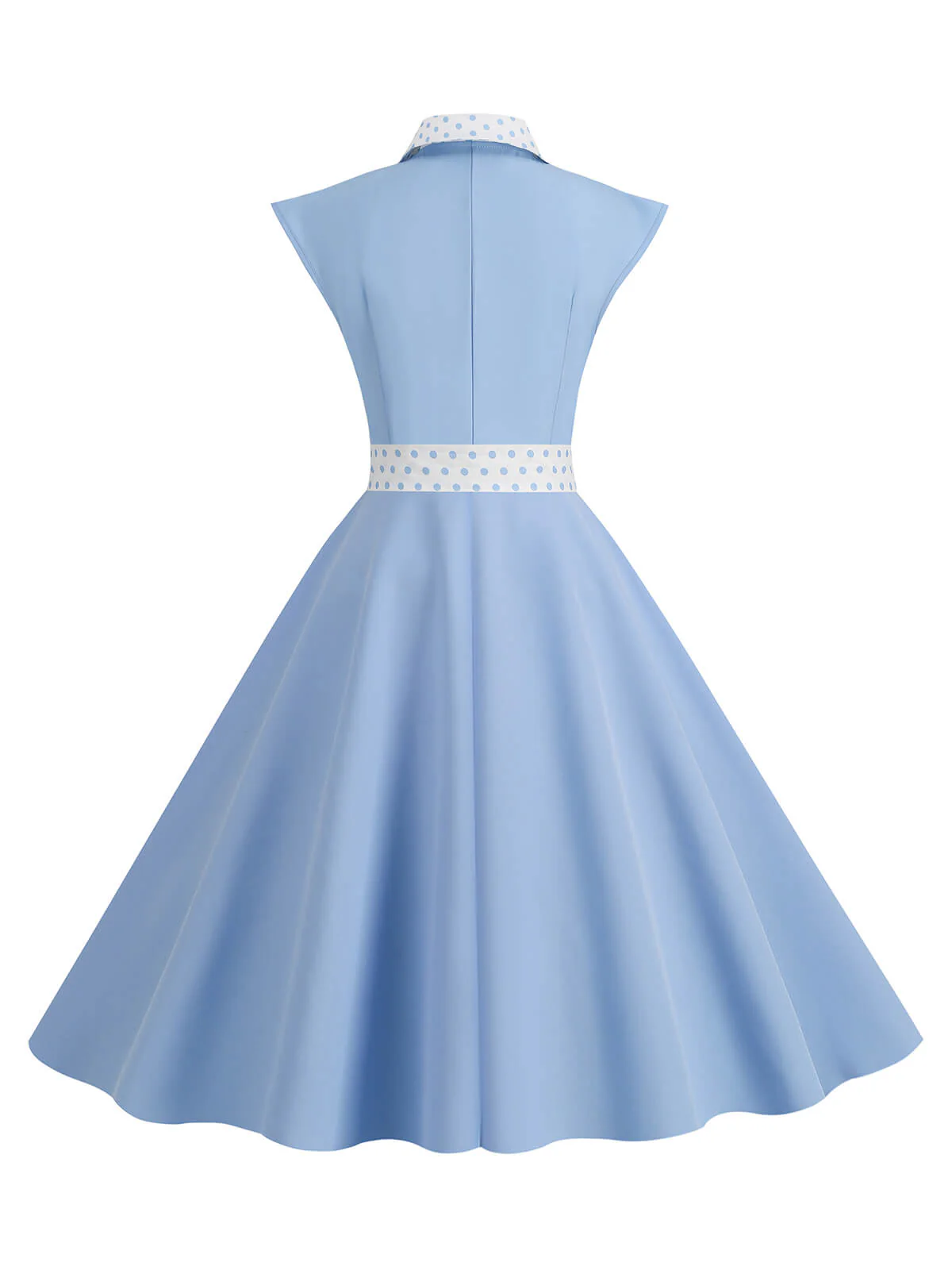 1950s Contrast Polka Dots Bowknot Belted Dress - Image 5