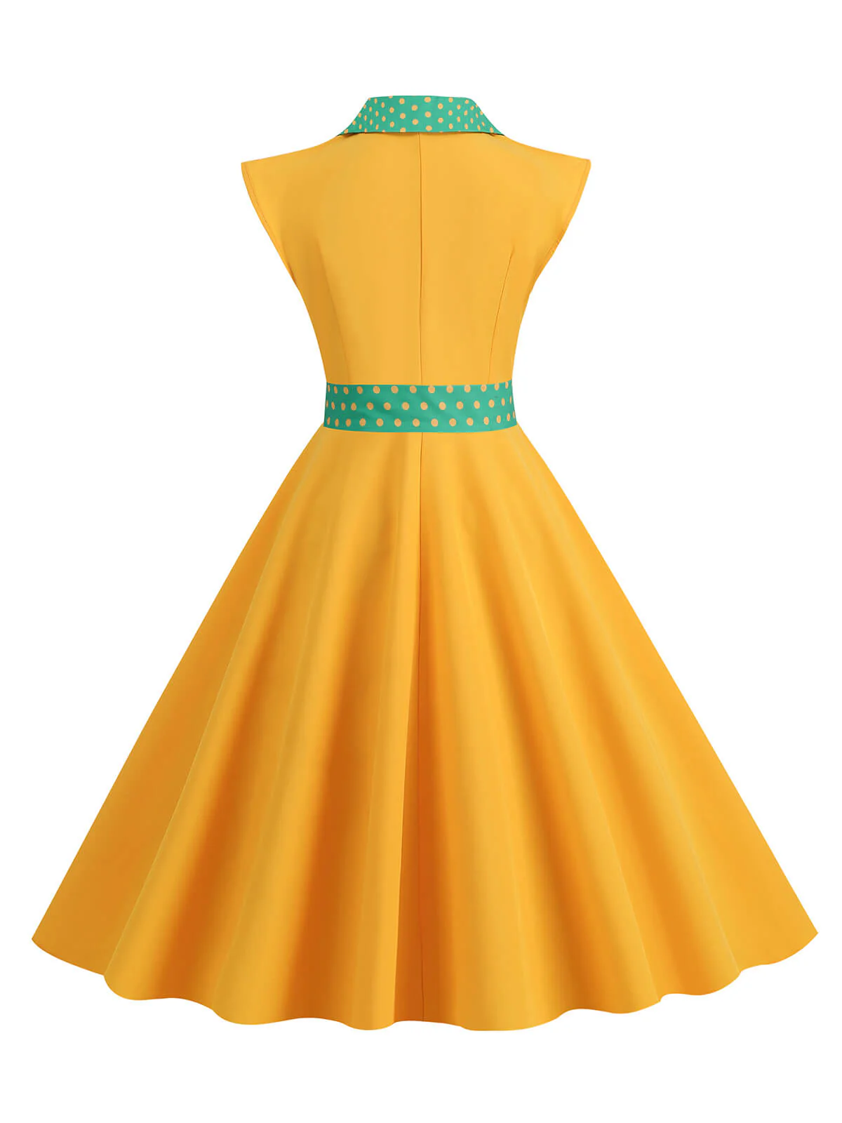 1950s Contrast Polka Dots Bowknot Belted Dress - Image 8