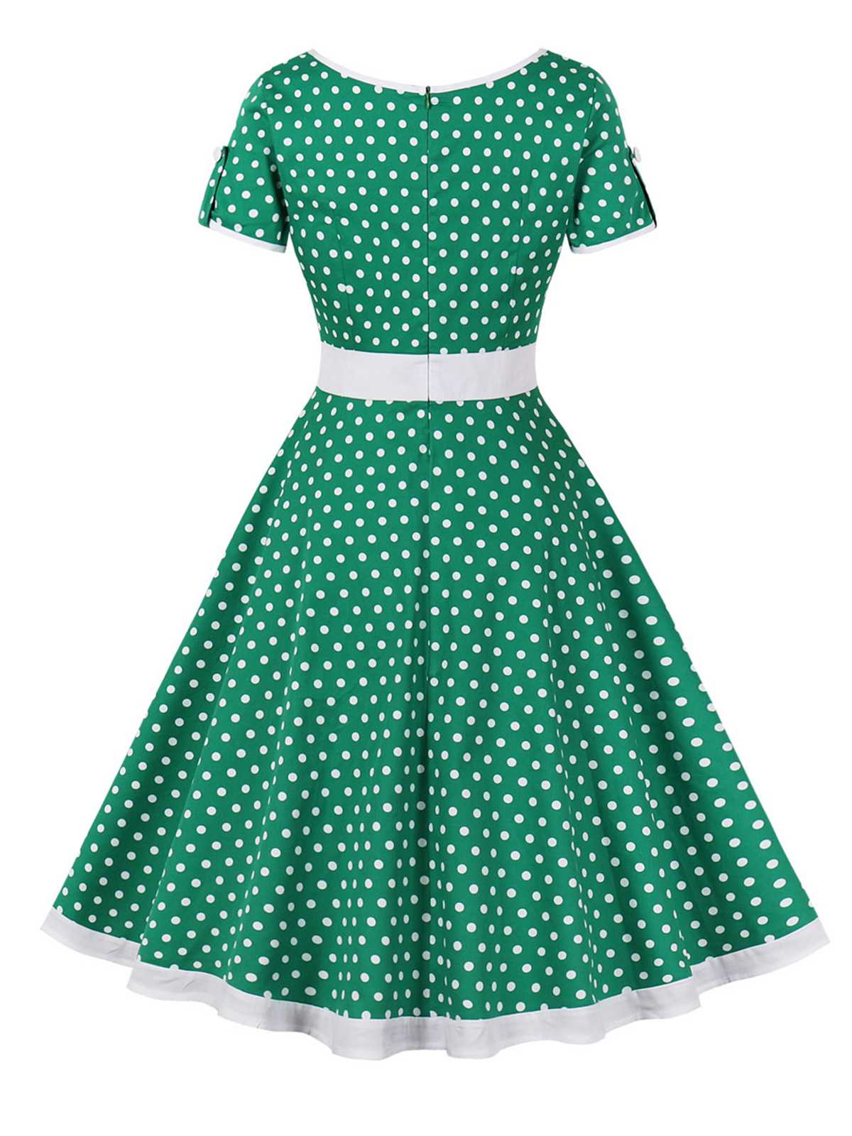 1950s Contrast Polka Dots Buttoned Dress - Image 10
