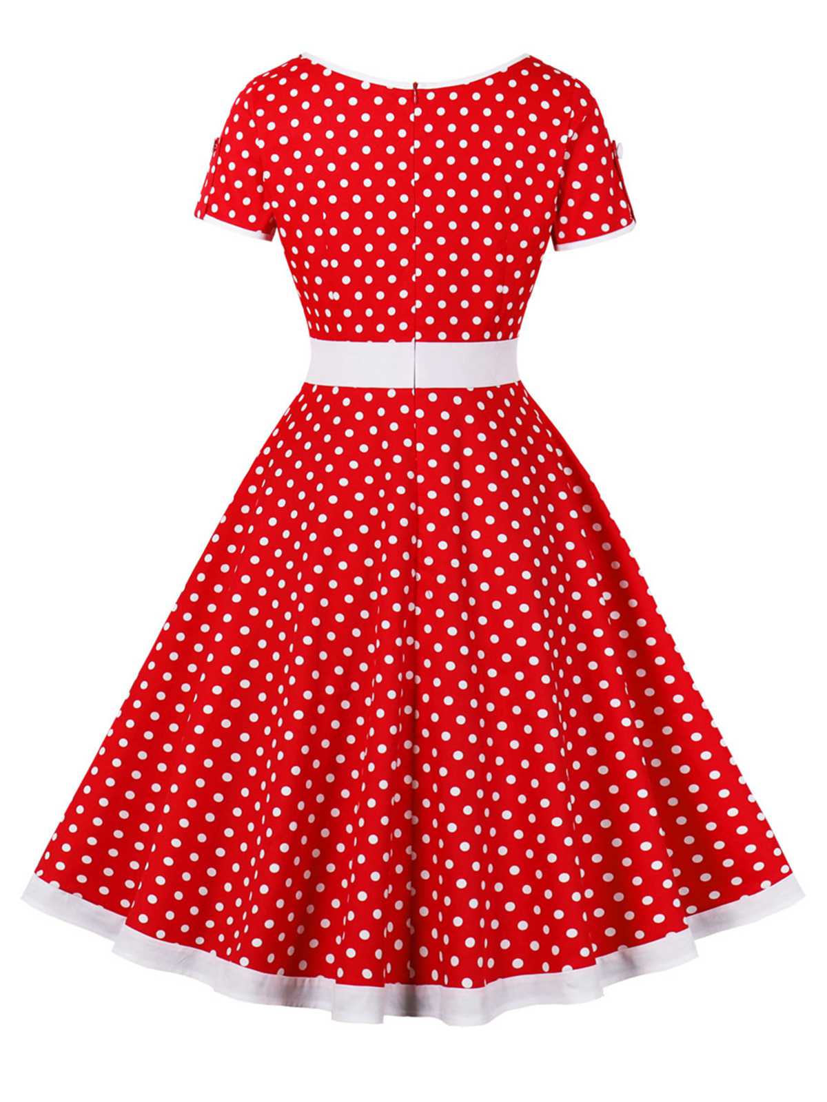 1950s Contrast Polka Dots Buttoned Dress - Image 2