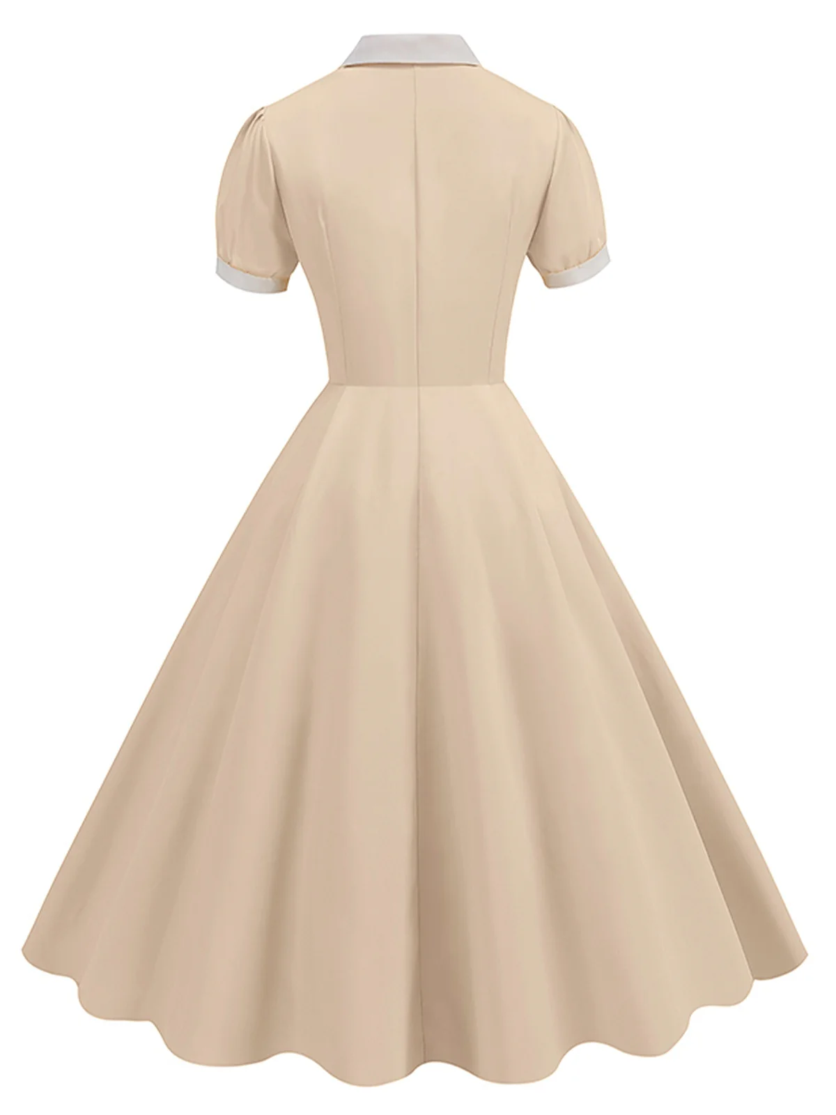 1950s Contrast Short Sleeve Lapel Dress - Image 12