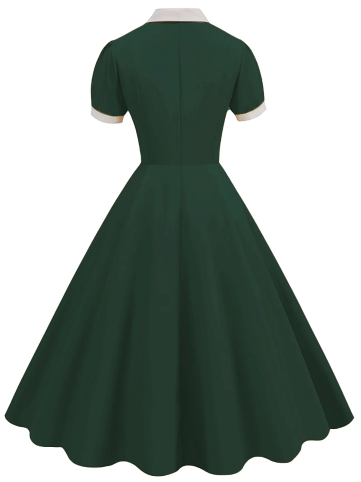 1950s Contrast Short Sleeve Lapel Dress - Image 18