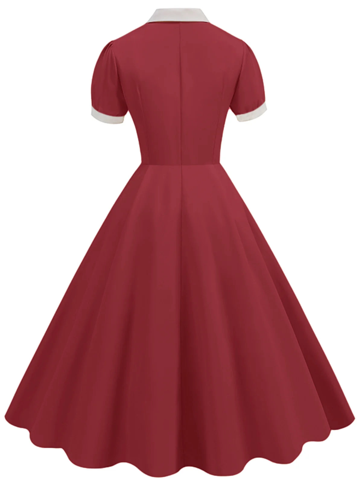 1950s Contrast Short Sleeve Lapel Dress - Image 3