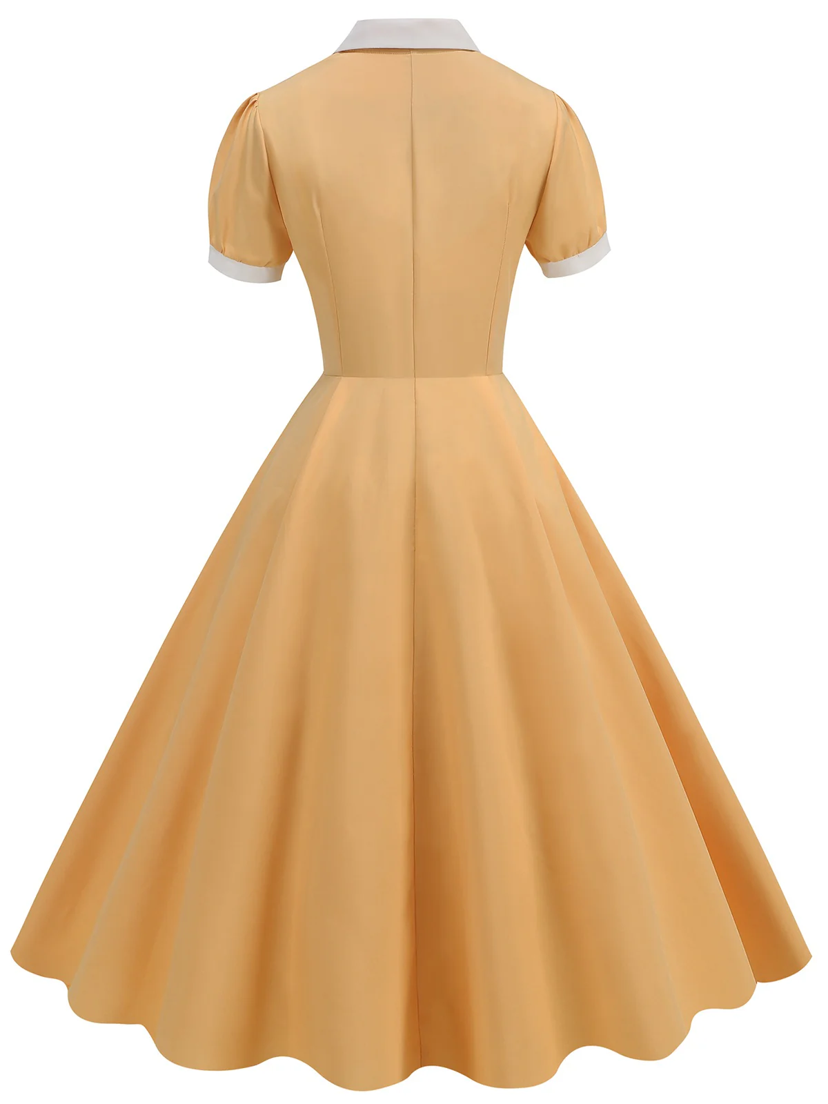 1950s Contrast Short Sleeve Lapel Dress - Image 9