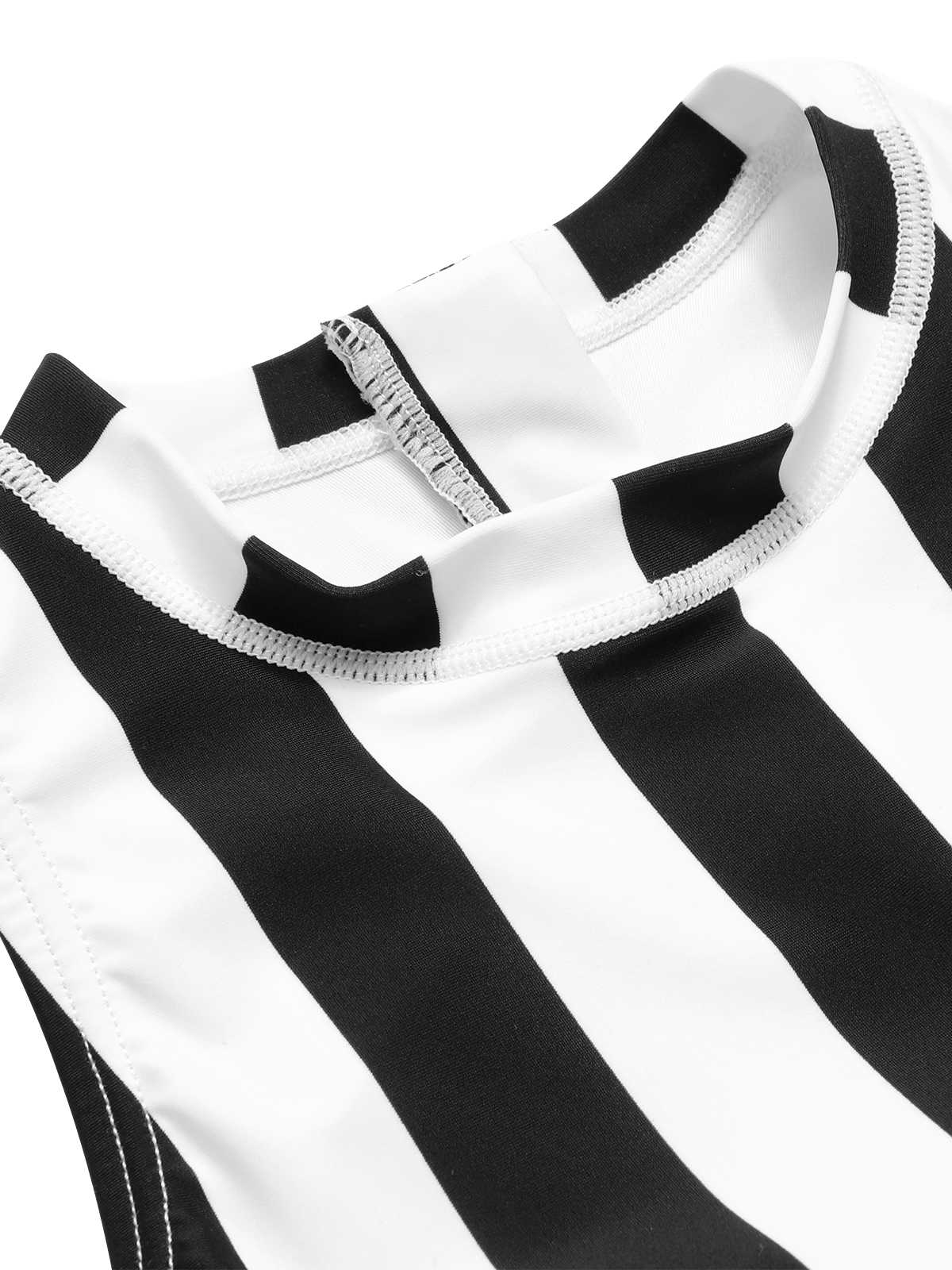 1950s Contrast Stripes Triangle One-Piece Swimsuit - Image 5