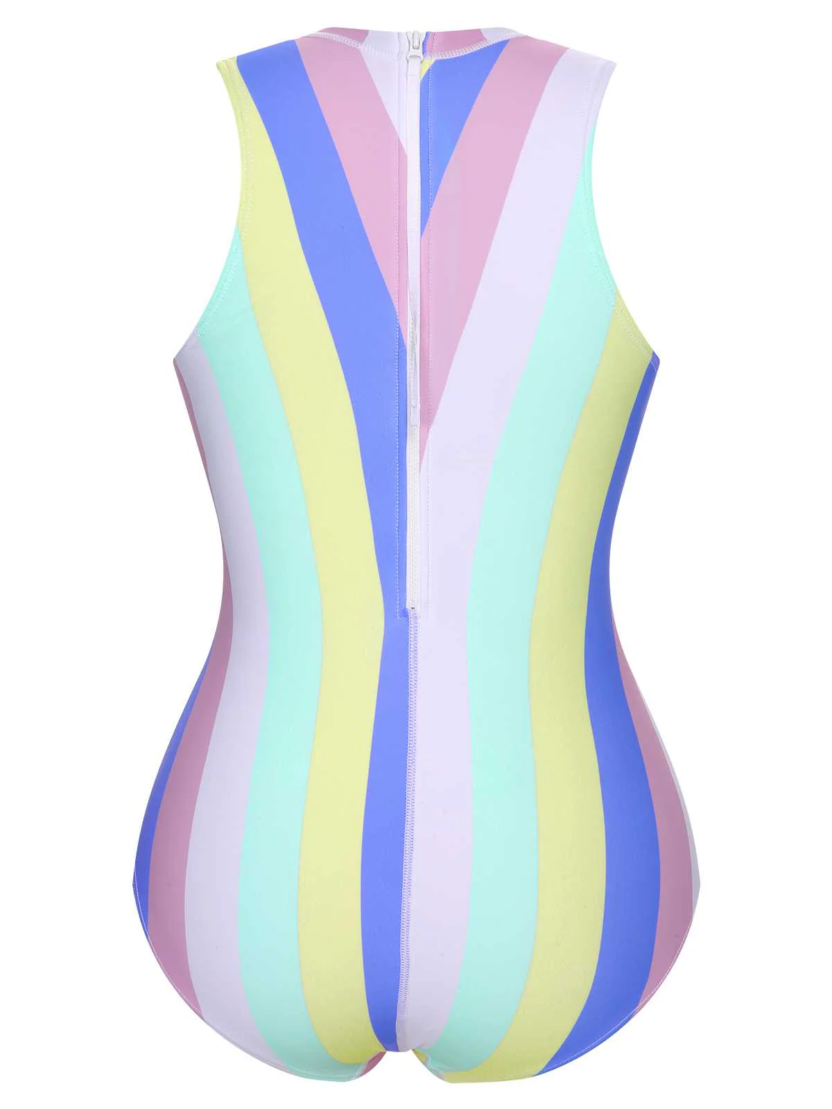 1950s Contrast Stripes Triangle One-Piece Swimsuit - Image 11