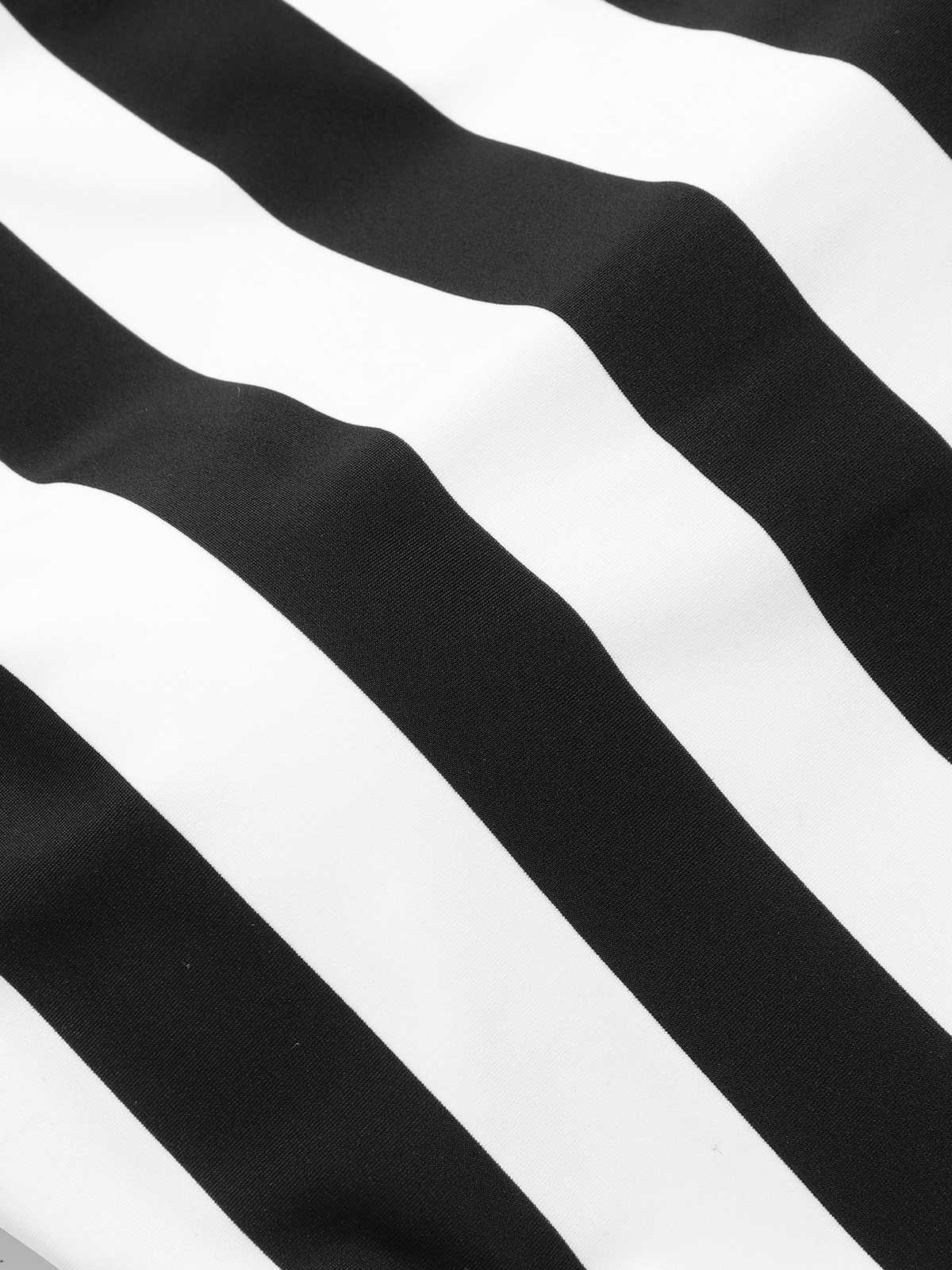 1950s Contrast Stripes Triangle One-Piece Swimsuit - Image 6