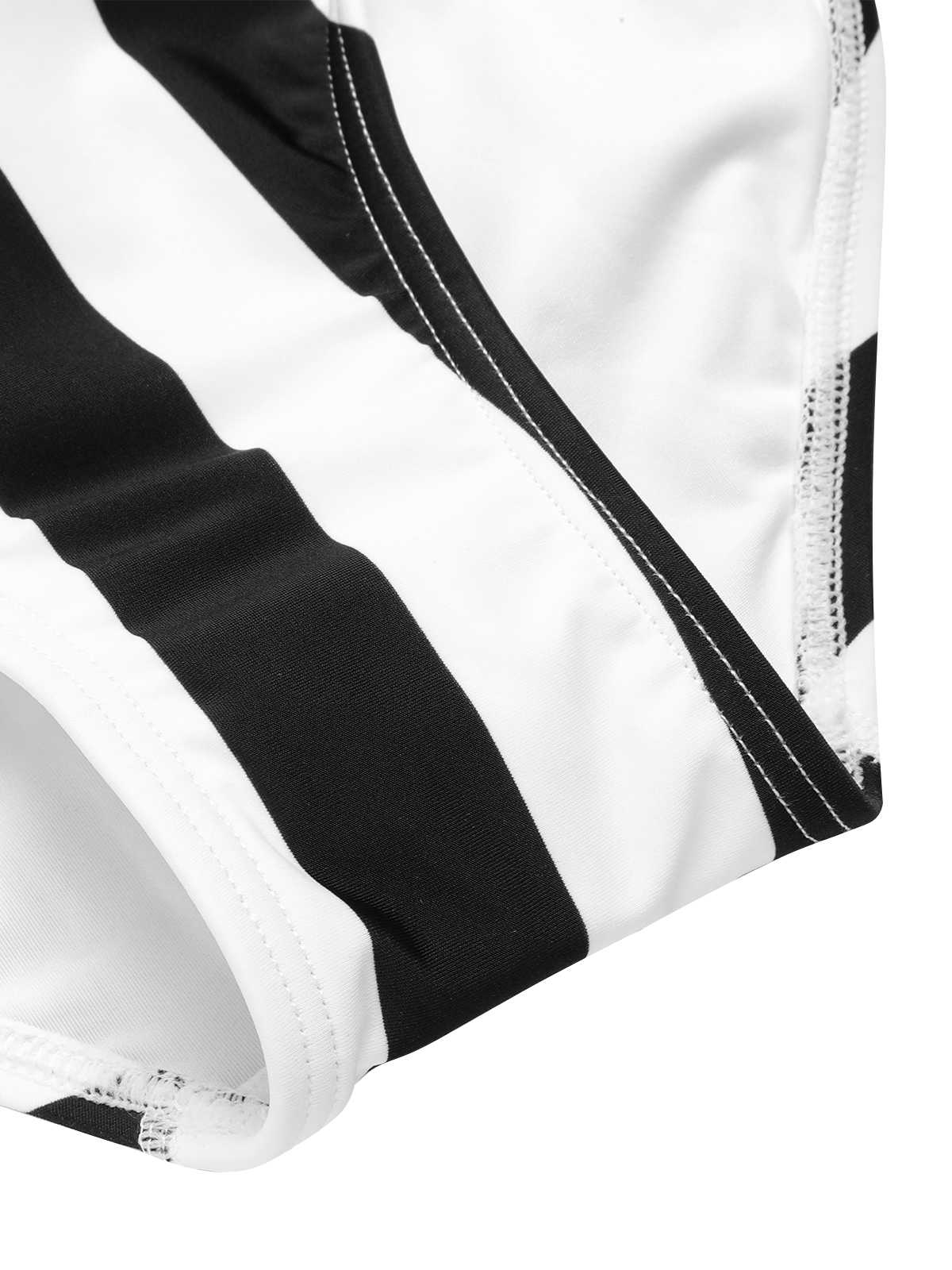 1950s Contrast Stripes Triangle One-Piece Swimsuit - Image 7