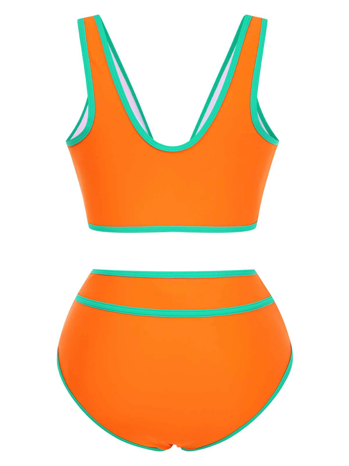 1950s Contrast Trim High Waist Bikini Set - Image 7