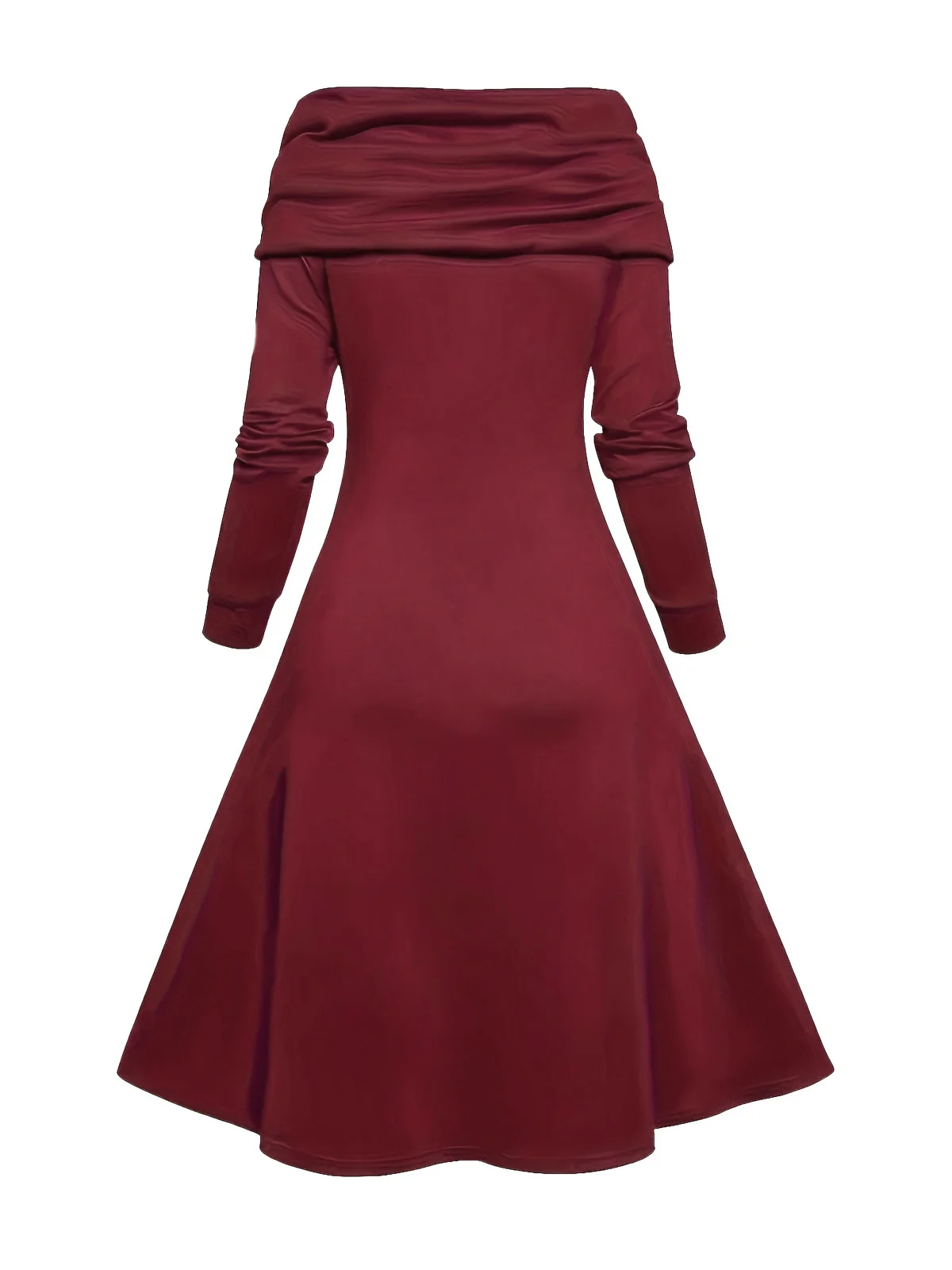 1950s Cowl Neck Knit Patchwork Swing Dress - Image 4