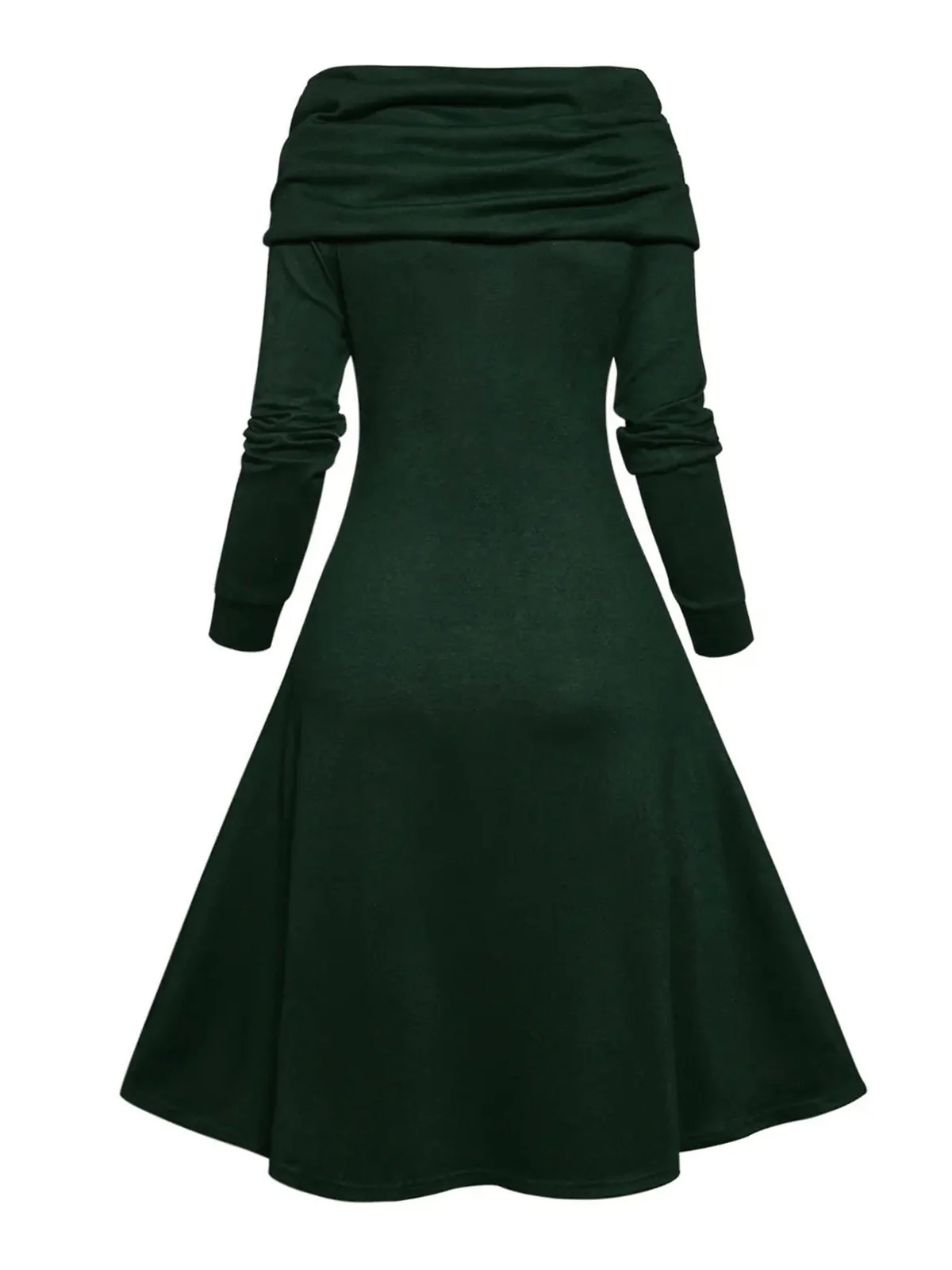 1950s Cowl Neck Knit Patchwork Swing Dress - Image 7