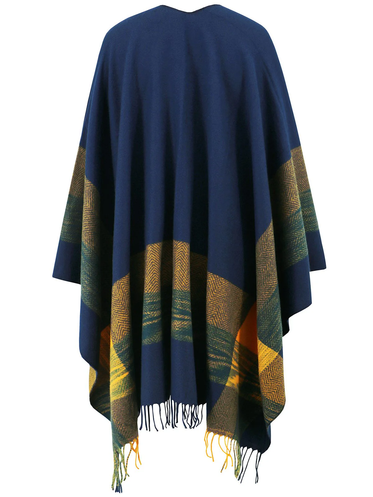1950s Cozy Windproof Striped Tassel Poncho Coat - Image 2