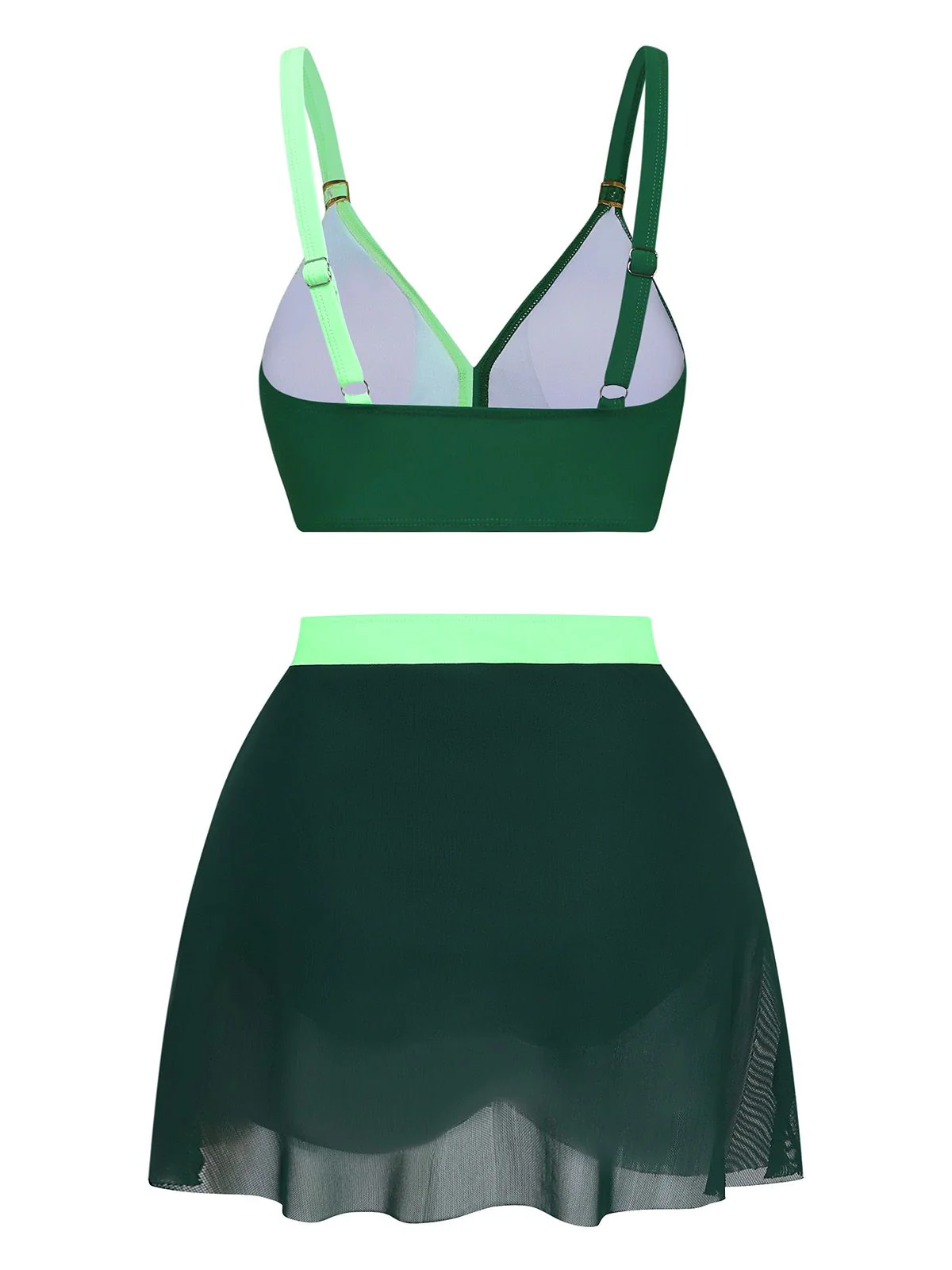 1950s Cross-Back Ruched Mesh Bikini Set - Image 10