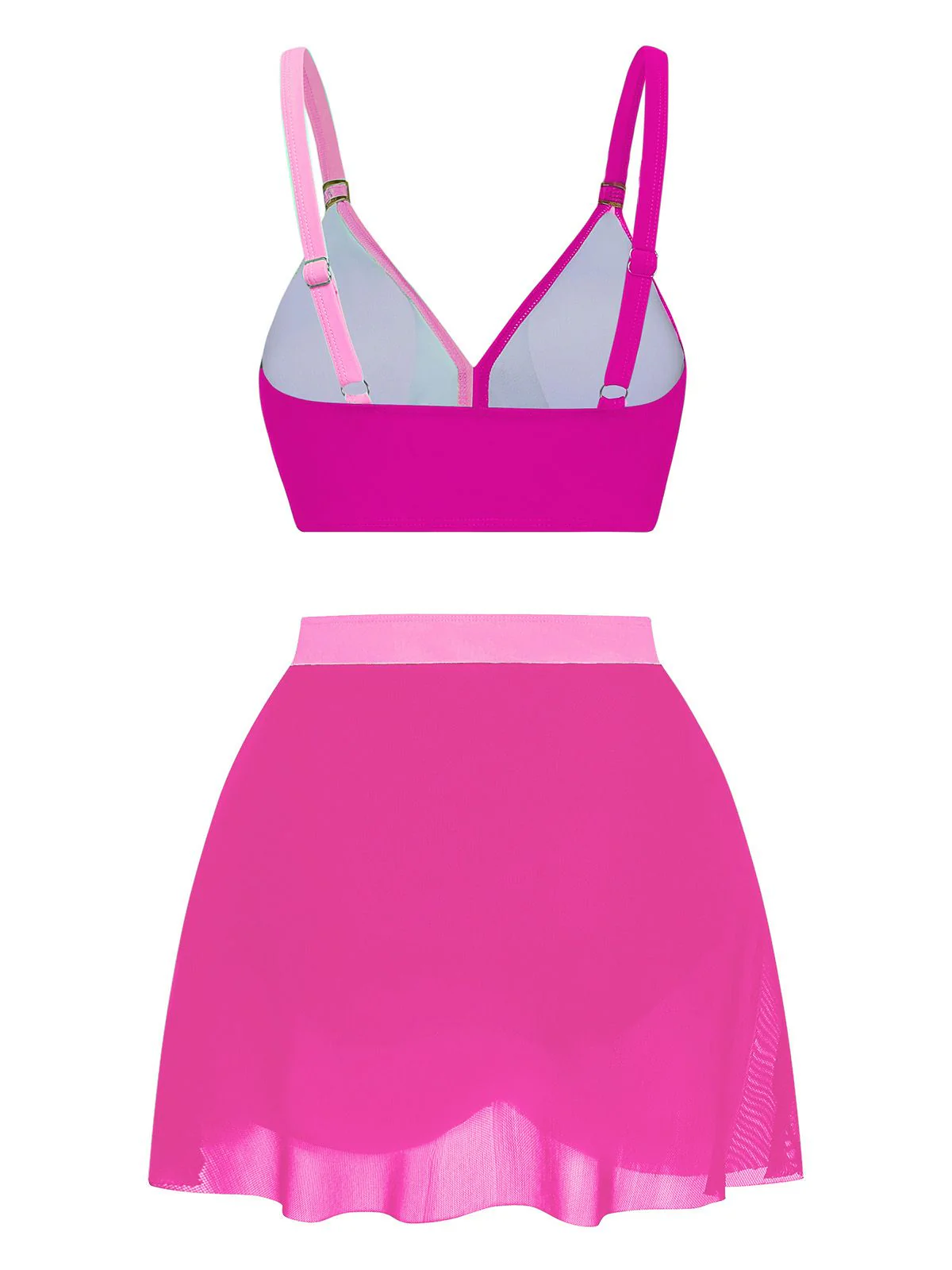 1950s Cross-Back Ruched Mesh Bikini Set - Image 2