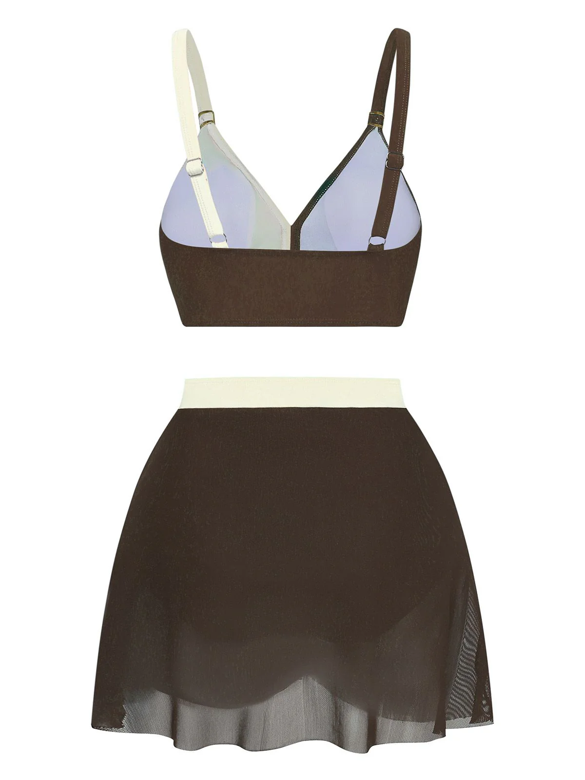 1950s Cross-Back Ruched Mesh Bikini Set - Image 4