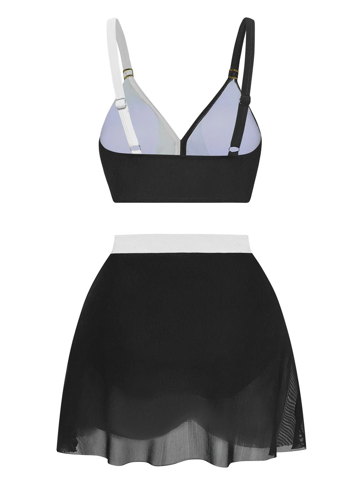 1950s Cross-Back Ruched Mesh Bikini Set - Image 6