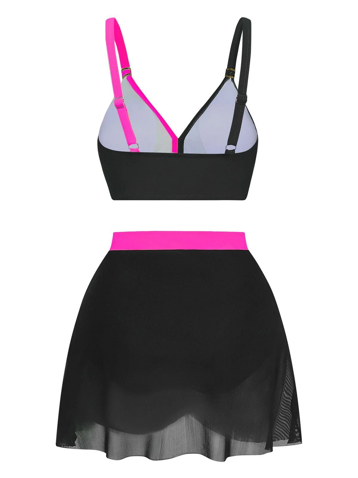 1950s Cross-Back Ruched Mesh Bikini Set - Image 8