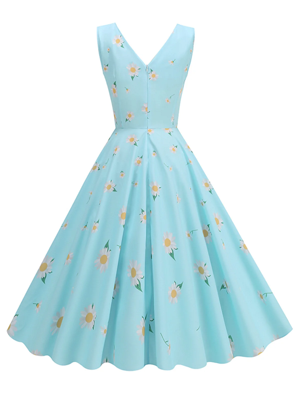 1950s Daisy & Strawberry Print Sleeveless Dress - Image 5