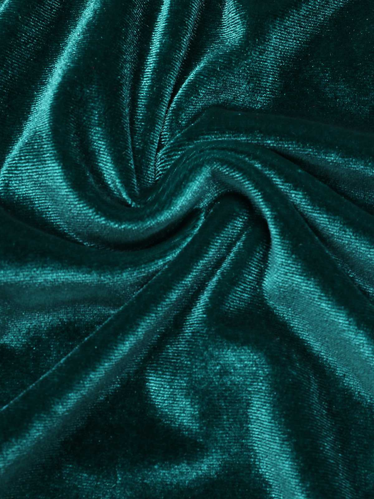 1950s Deep V-Neck Velvet Button Solid Dress - Image 4