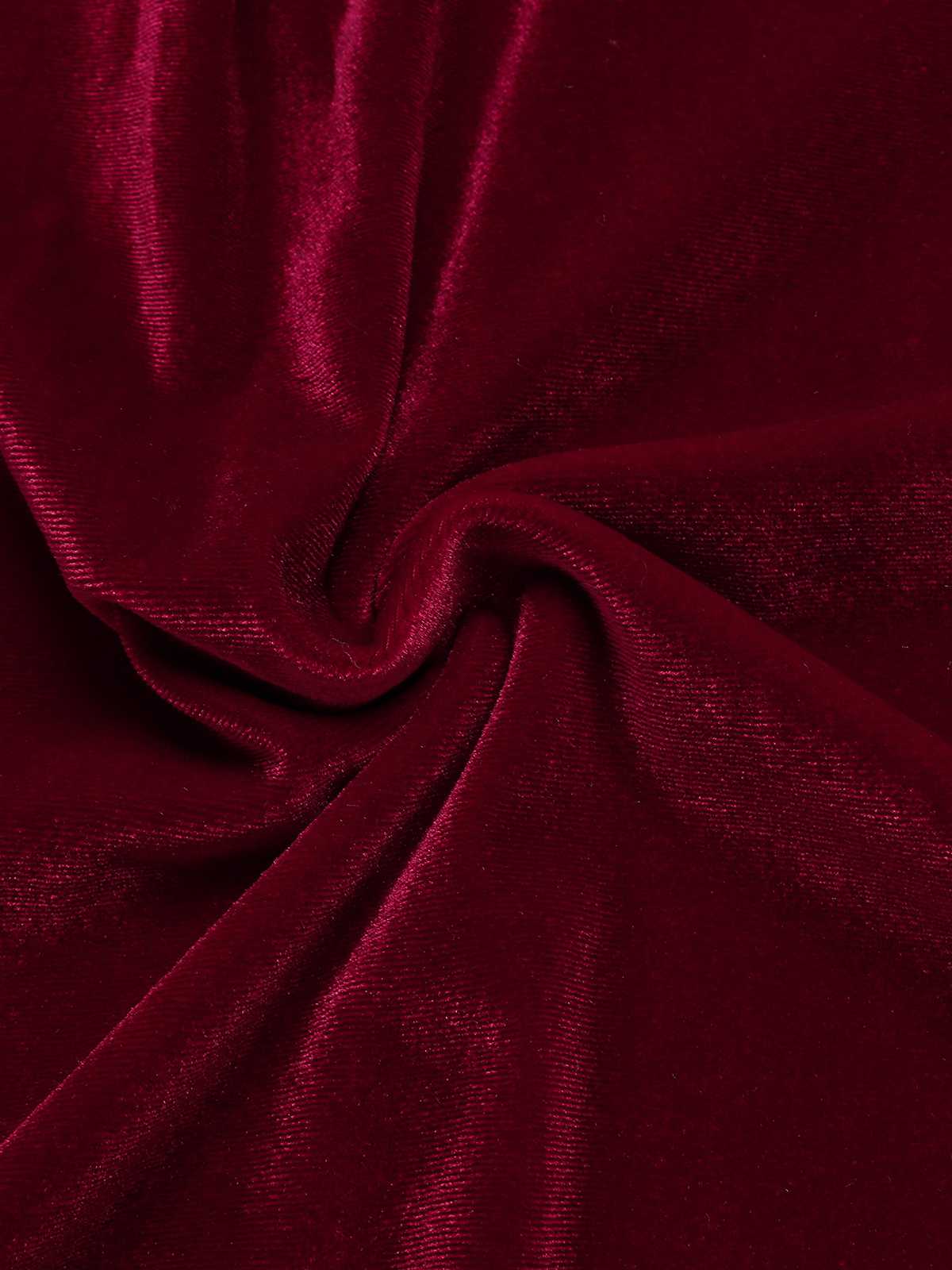 1950s Deep V-Neck Velvet Button Solid Dress - Image 8