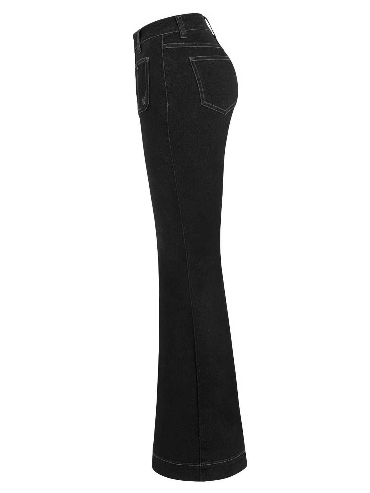 1950s Denim Flared Long Pockets Jeans - Image 6