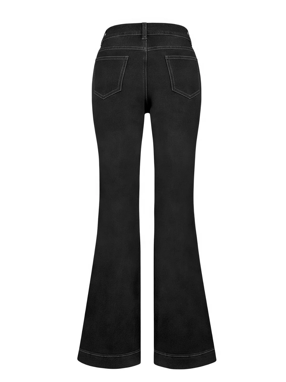 1950s Denim Flared Long Pockets Jeans - Image 7