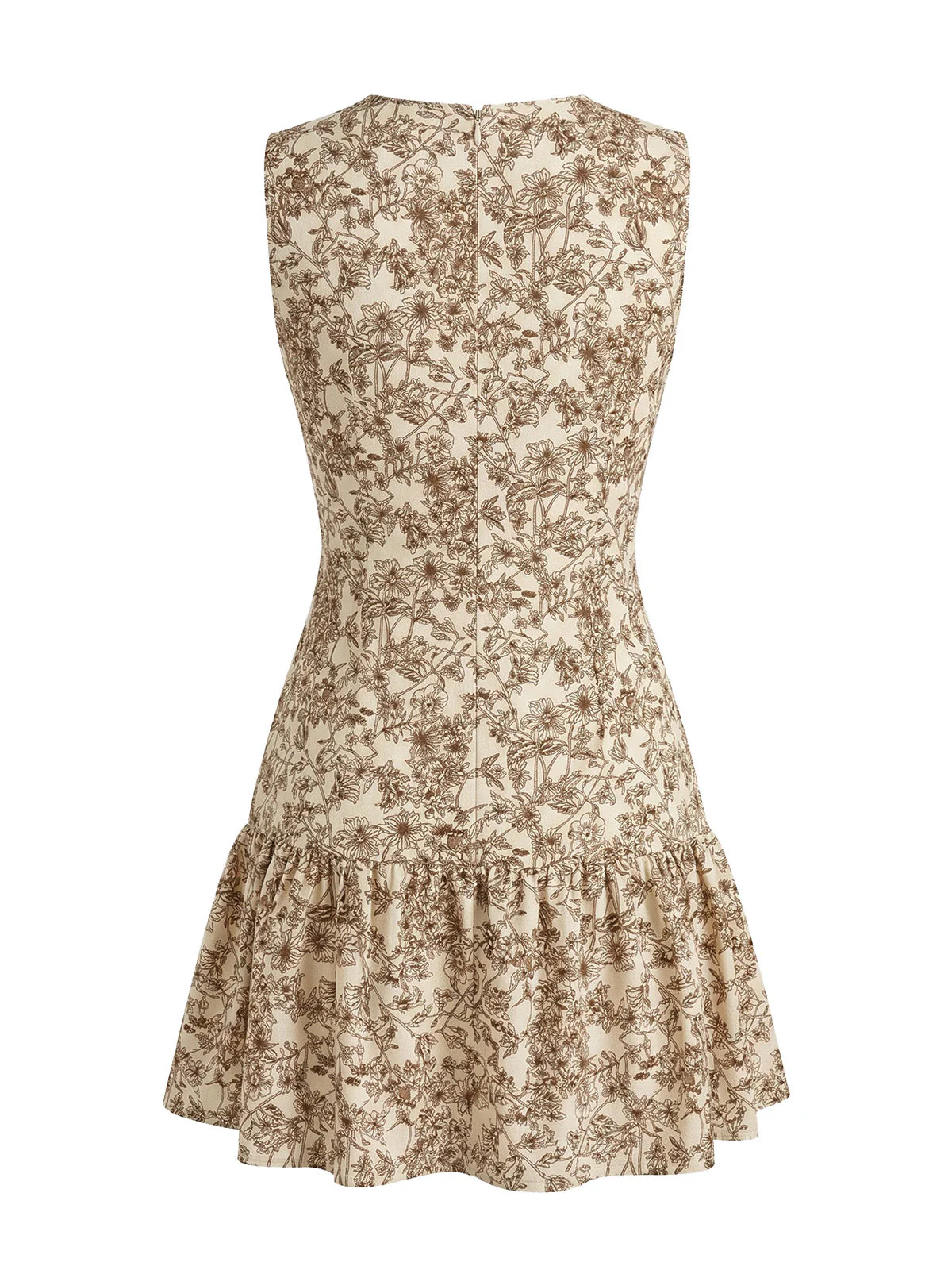 1950s Ditsy Floral Sleeveless Round Neck A-Line Dress - Image 3